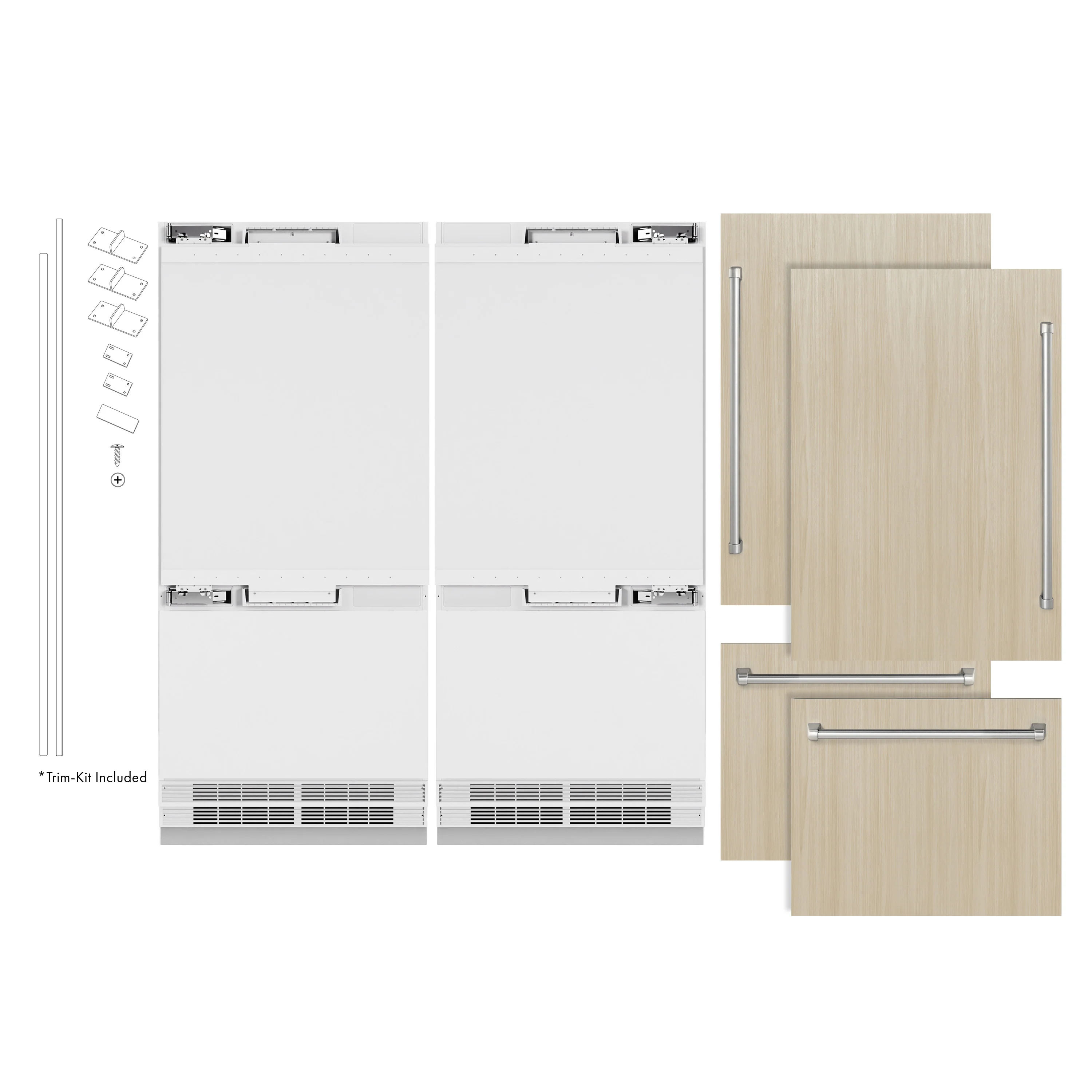 ZLINE 72 in. 39.6 cu. ft. Panel Ready French Door Built-In Bottom Freezer Refrigerator with Water Dispensers and Ice Makers (RBIT-72) - Image 3