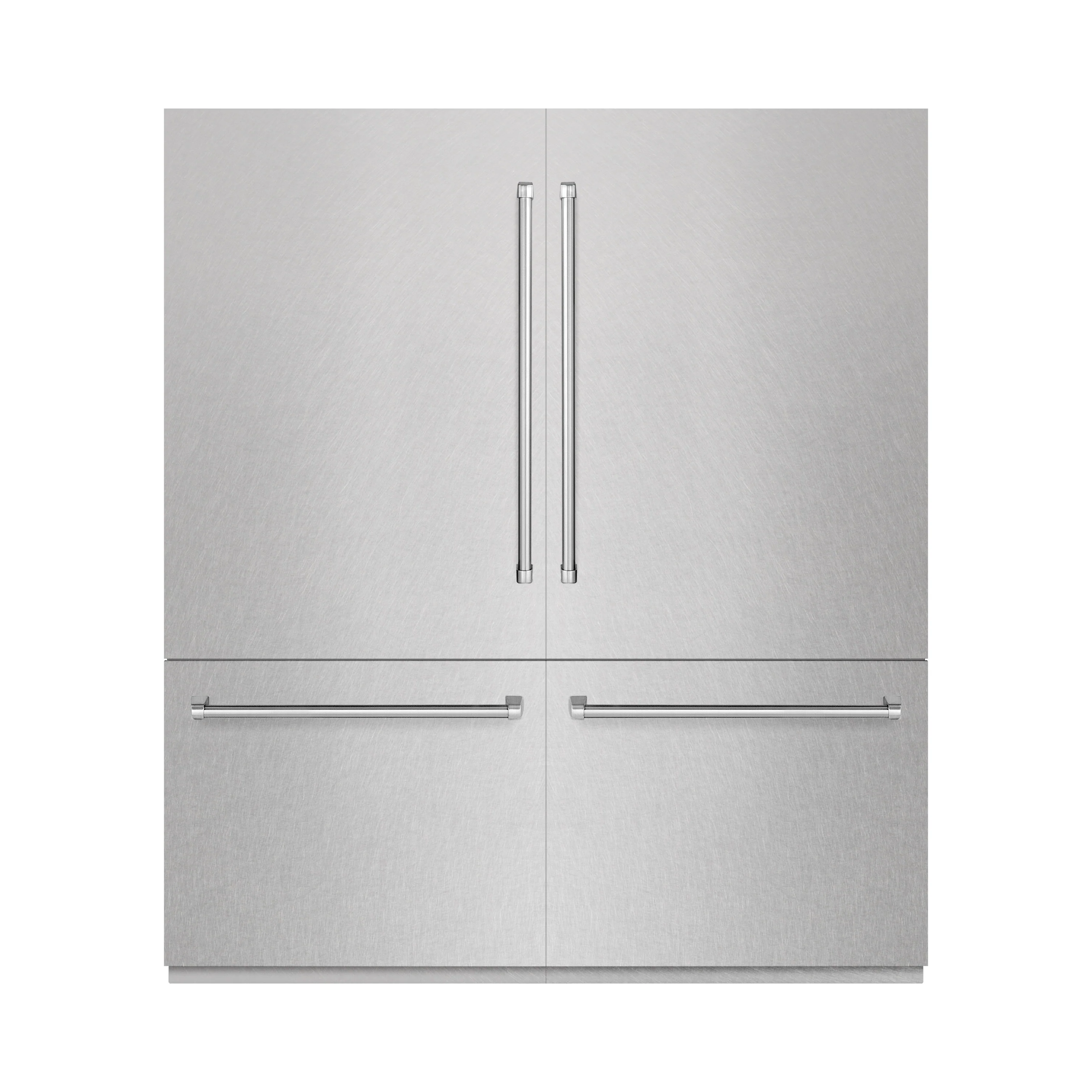 ZLINE 72 in. 39.6 cu. ft. French Door Built-In Bottom Freezer Refrigerator with Water Dispensers and Ice Makers in Satin Stainless Steel with Graphite Gray Interior (GRBIT-SN-72) - Image 2