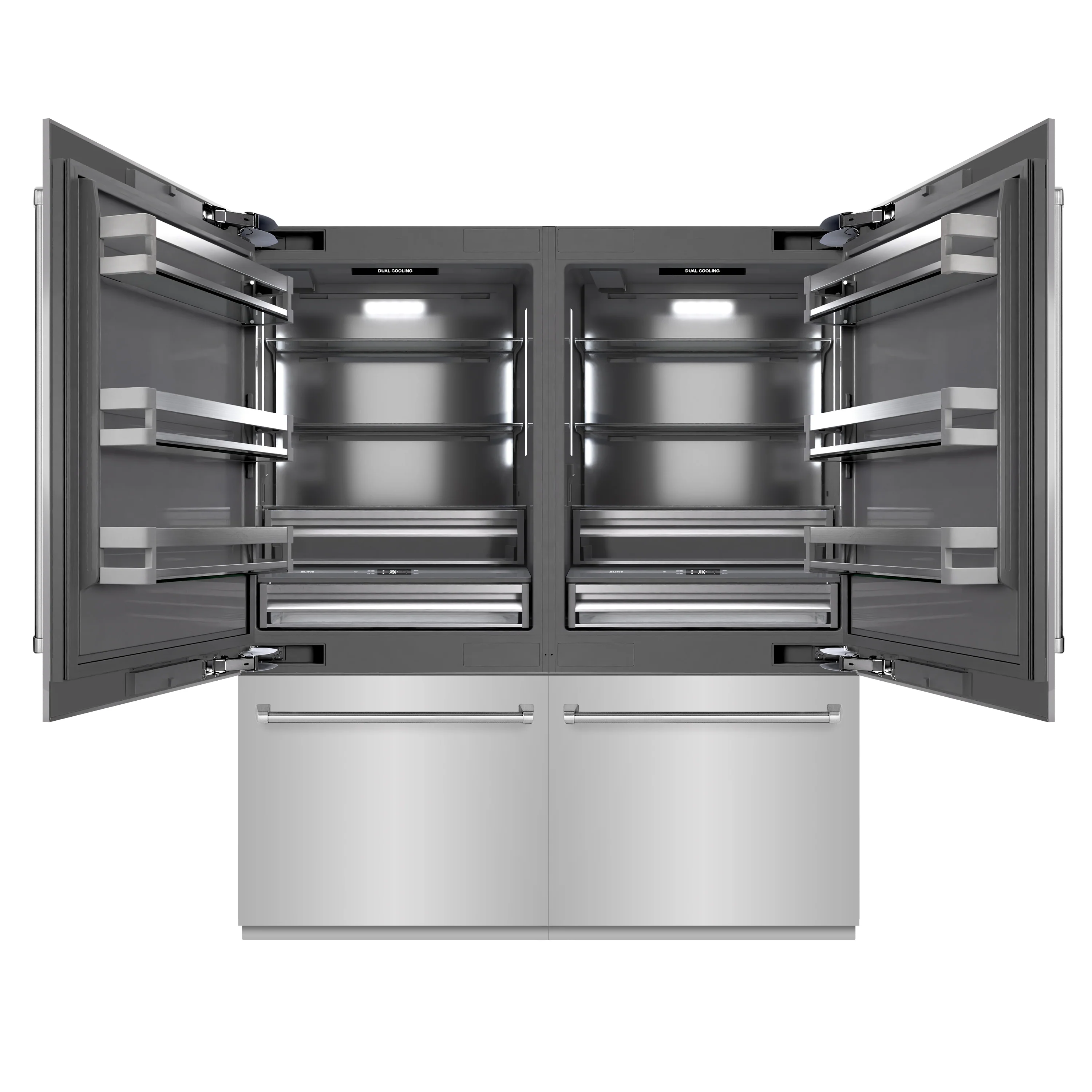 ZLINE 72 in. 39.6 cu. ft. French Door Built-In Bottom Freezer Refrigerator with Water Dispensers and Ice Makers in Stainless Steel with Graphite Gray Interior (GRBIT-304-72) - Image 3