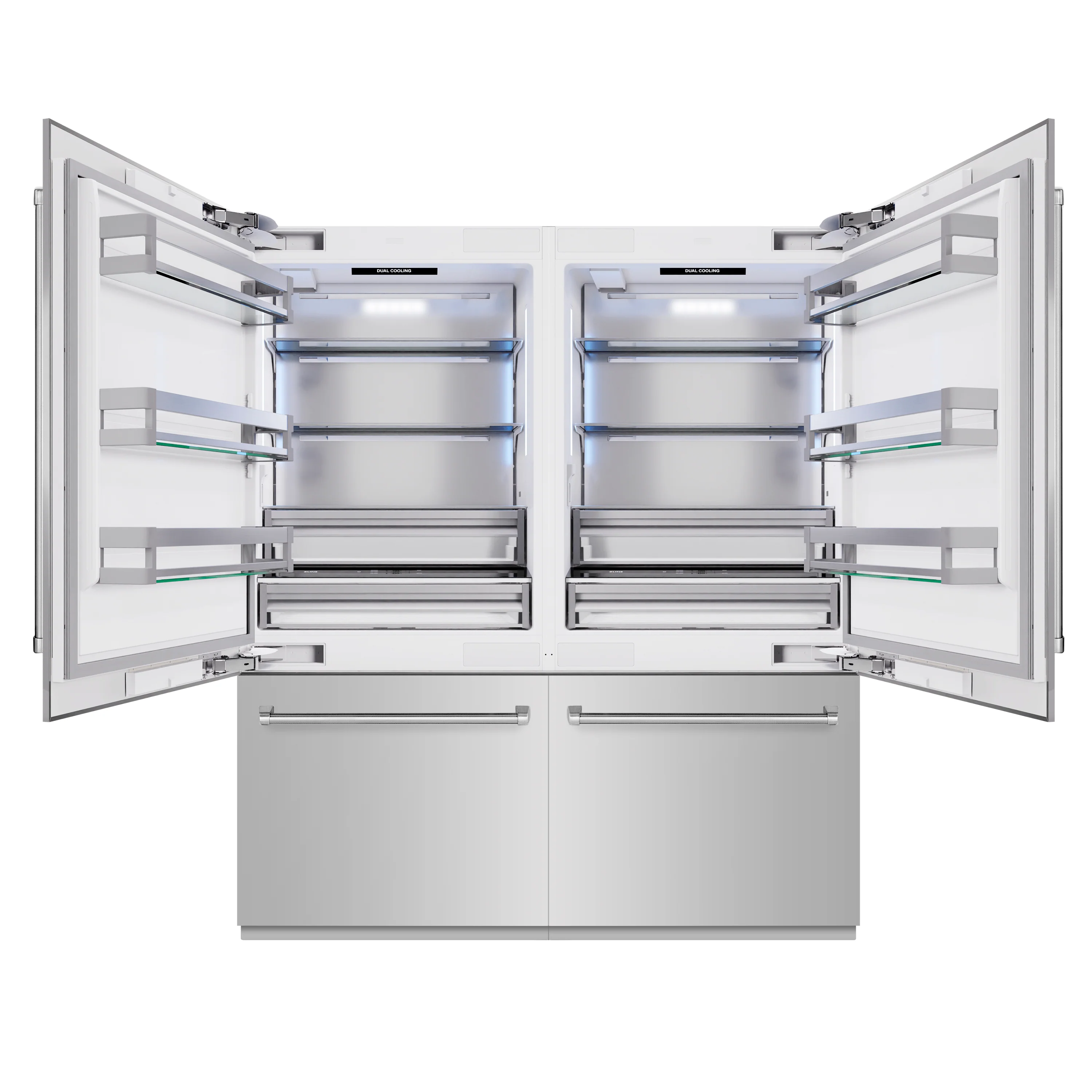 ZLINE 72 in. 39.6 cu. ft. French Door Built-In Bottom Freezer Refrigerator with Water Dispensers and Ice Makers in Stainless Steel (RBIT-304-72) - Image 2