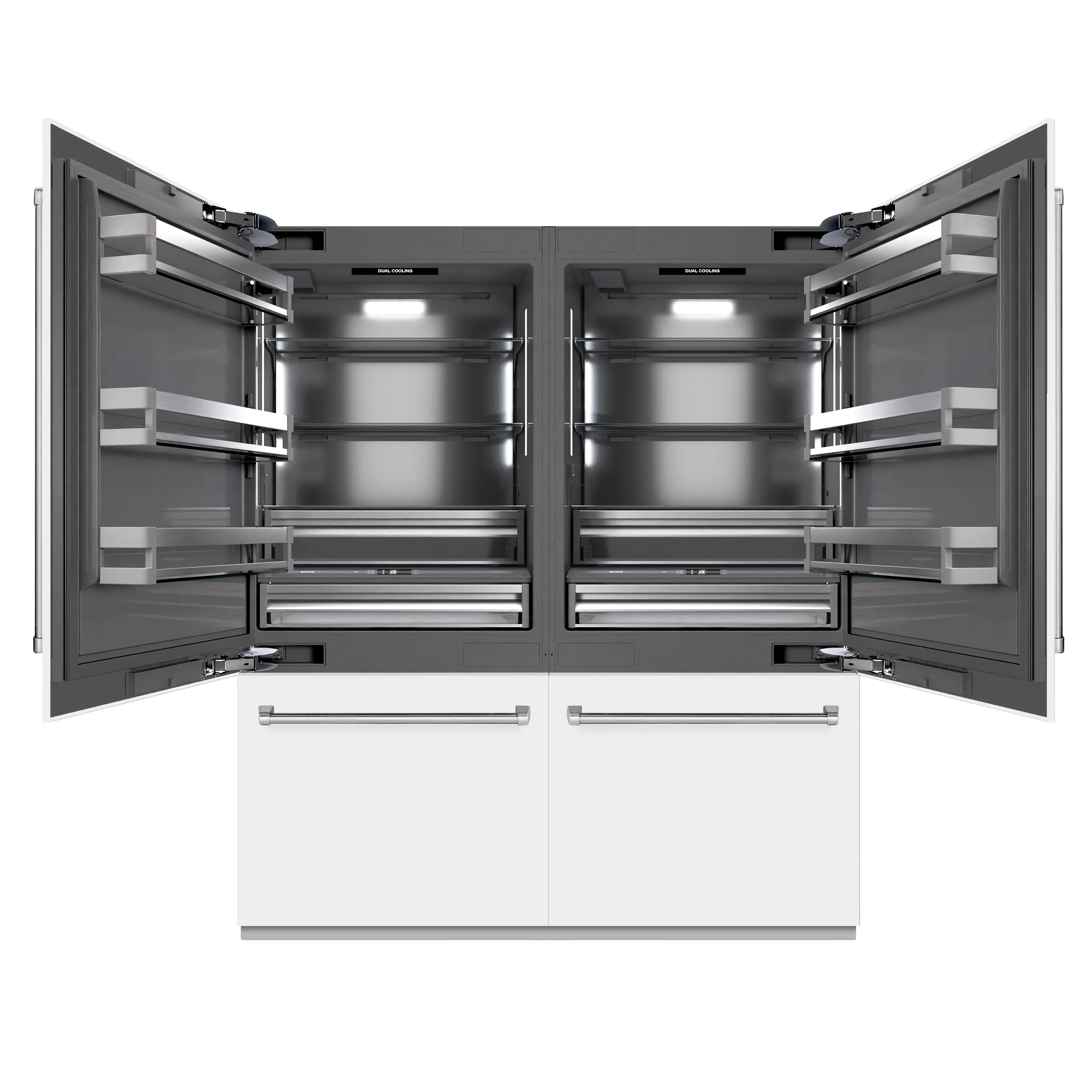 ZLINE 72 in. 39.6 cu. ft. French Door Built-In Bottom Freezer Refrigerator with Water Dispensers and Ice Makers in White Matte with Graphite Gray Interior (GRBIT-WM-72) - Image 3