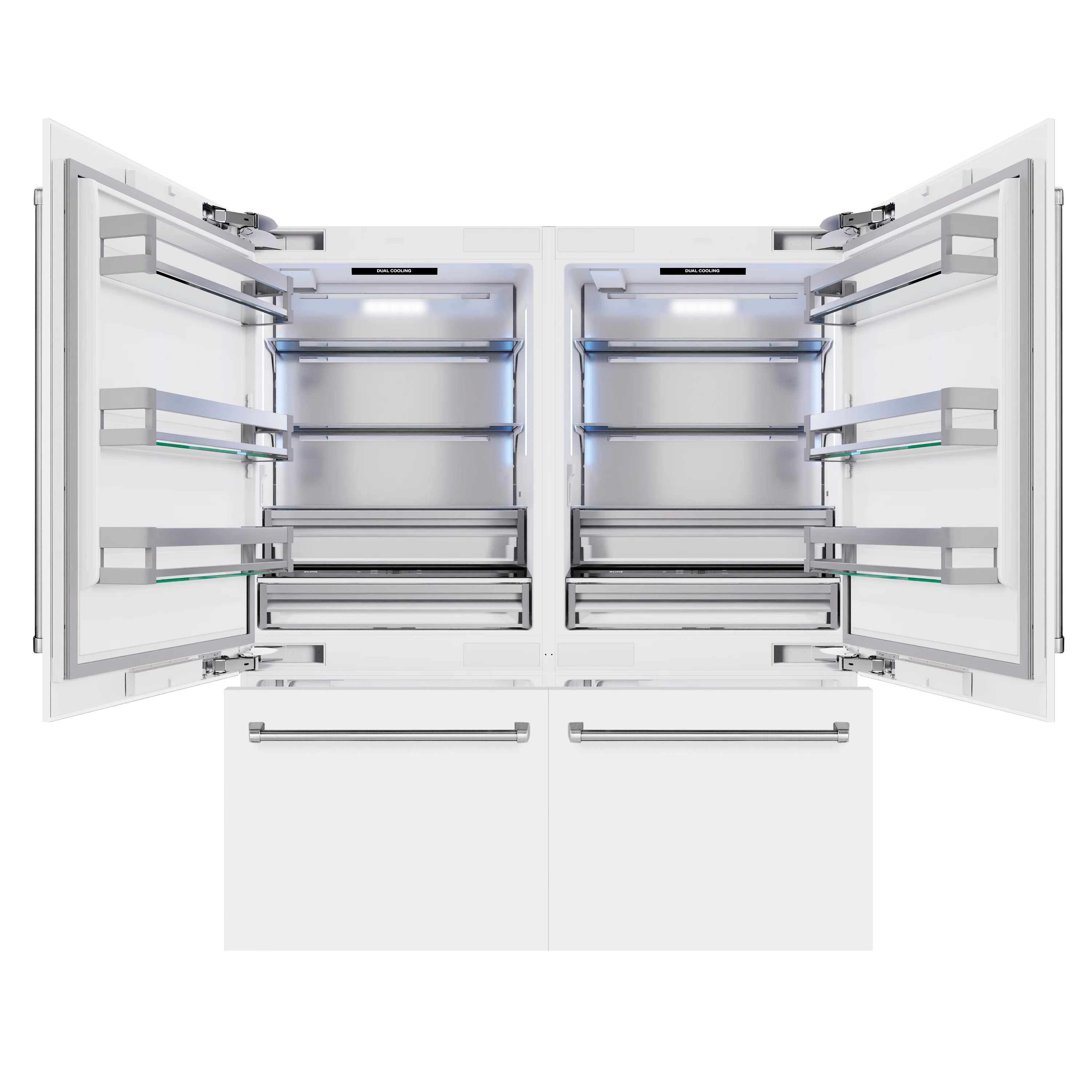 ZLINE 72 in. 39.6 cu. ft. French Door Built-In Bottom Freezer Refrigerator with Water Dispensers and Ice Makers in White Matte (RBIT-WM-72) - Image 2