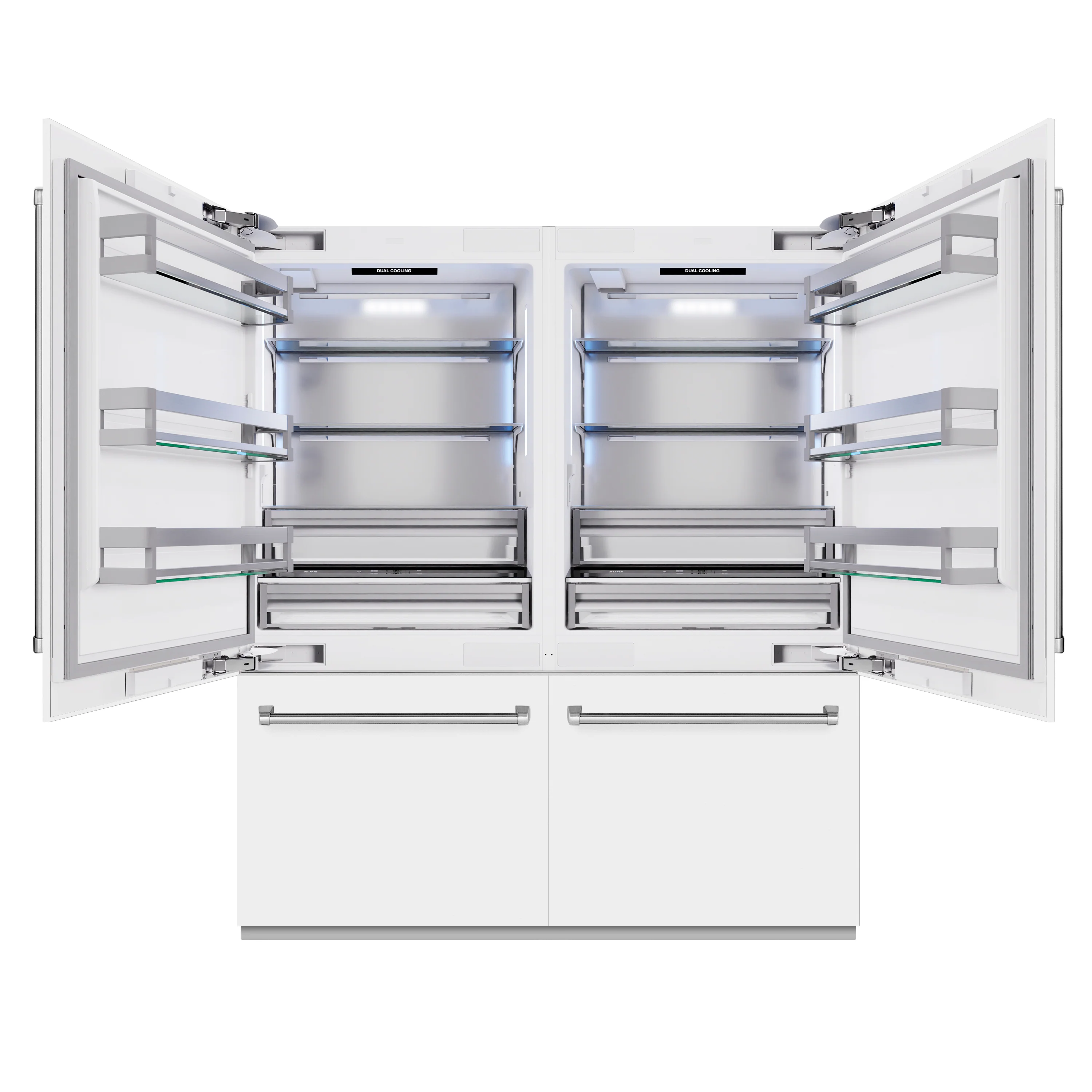 ZLINE 72 in. 39.6 cu. ft. French Door Built-In Bottom Freezer Refrigerator with Water Dispensers and Ice Makers in White Matte (RBIT-WM-72) - Image 3