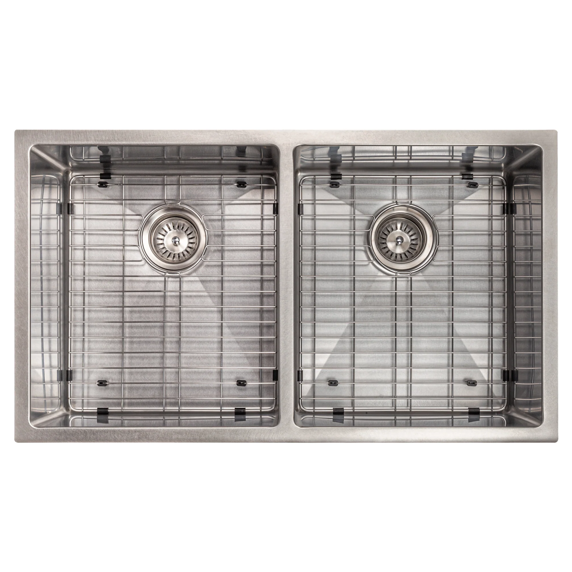 ZLINE 33 in. Anton Undermount Double Bowl Satin Stainless Steel Kitchen Sink with Bottom Grid (SR50D-33S) - Image 3