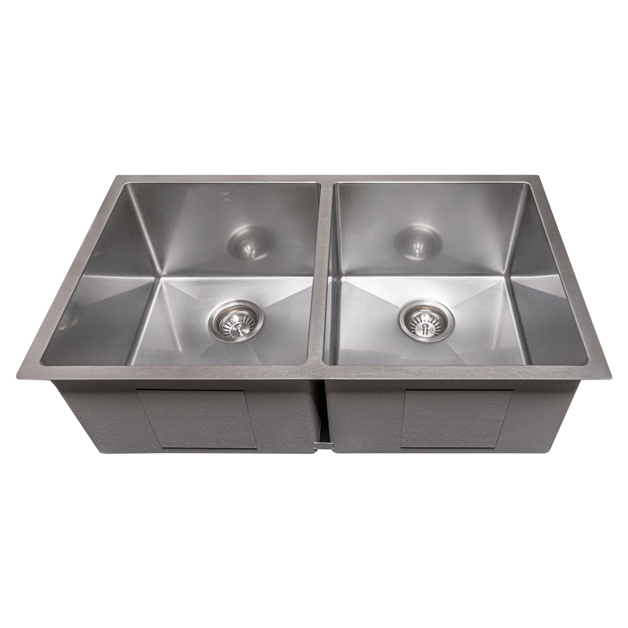ZLINE 33 in. Anton Undermount Double Bowl Satin Stainless Steel Kitchen Sink with Bottom Grid (SR50D-33S) - Image 7