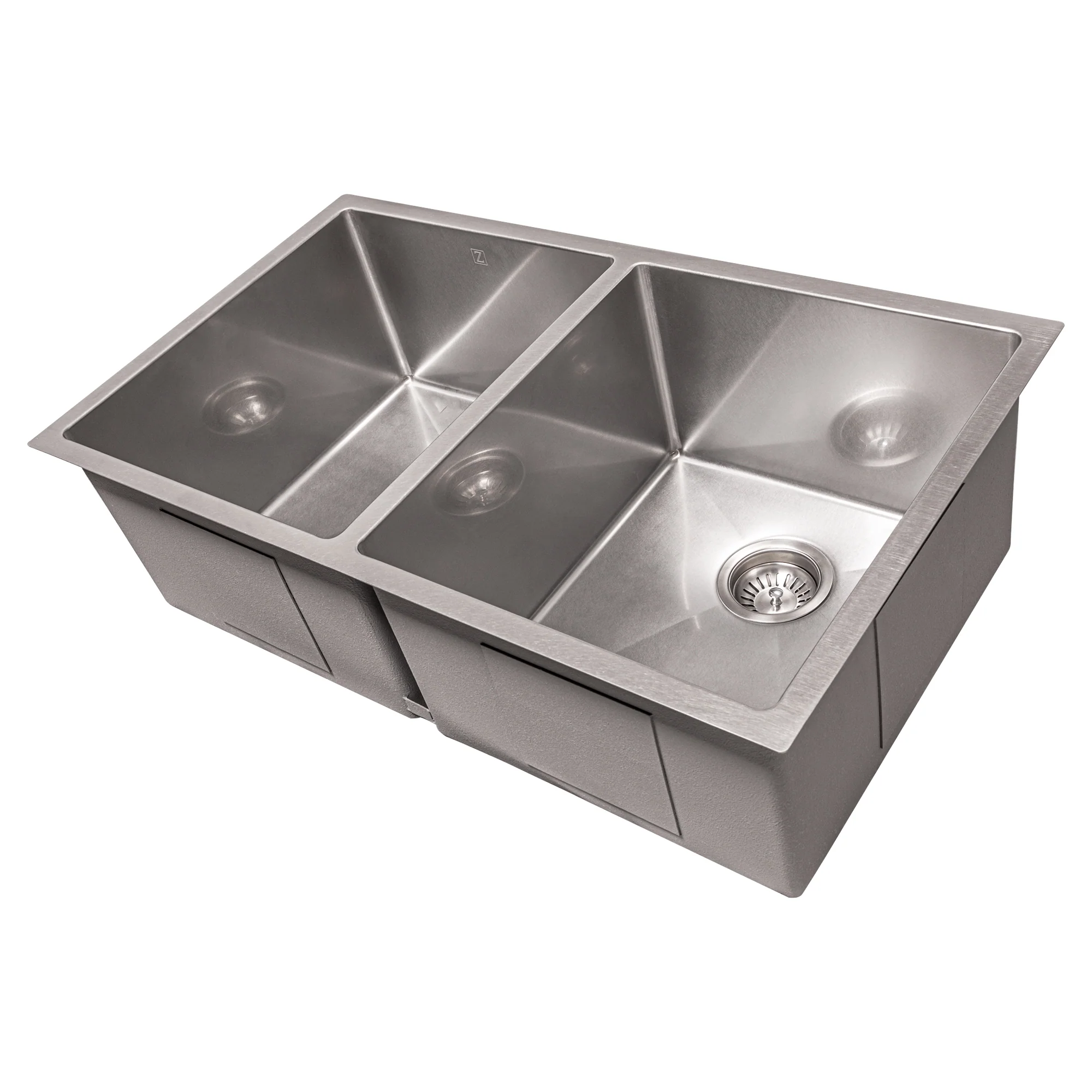 ZLINE 33 in. Anton Undermount Double Bowl Satin Stainless Steel Kitchen Sink with Bottom Grid (SR50D-33S) - Image 9