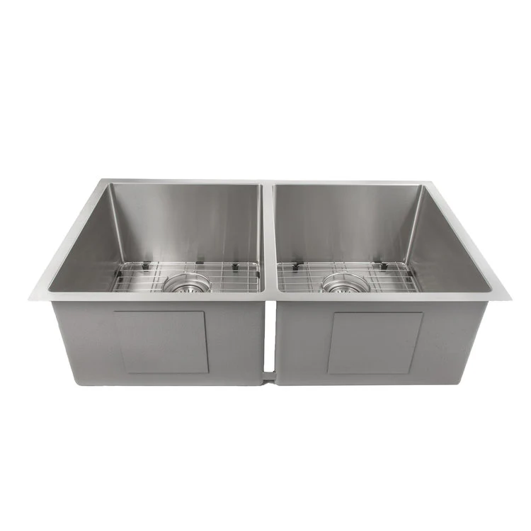 ZLINE 33 in. Anton Undermount Double Bowl Stainless Steel Kitchen Sink with Bottom Grid (SR50D-33) - Image 3