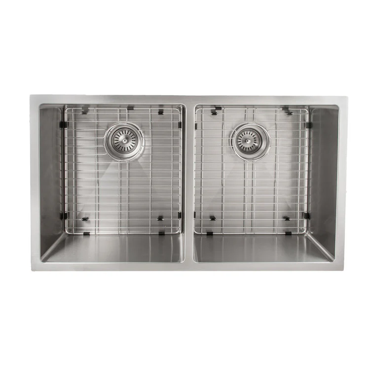 ZLINE 33 in. Anton Undermount Double Bowl Stainless Steel Kitchen Sink with Bottom Grid (SR50D-33) - Image 4