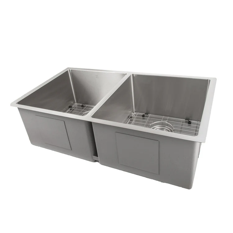 ZLINE 33 in. Anton Undermount Double Bowl Stainless Steel Kitchen Sink with Bottom Grid (SR50D-33) - Image 6