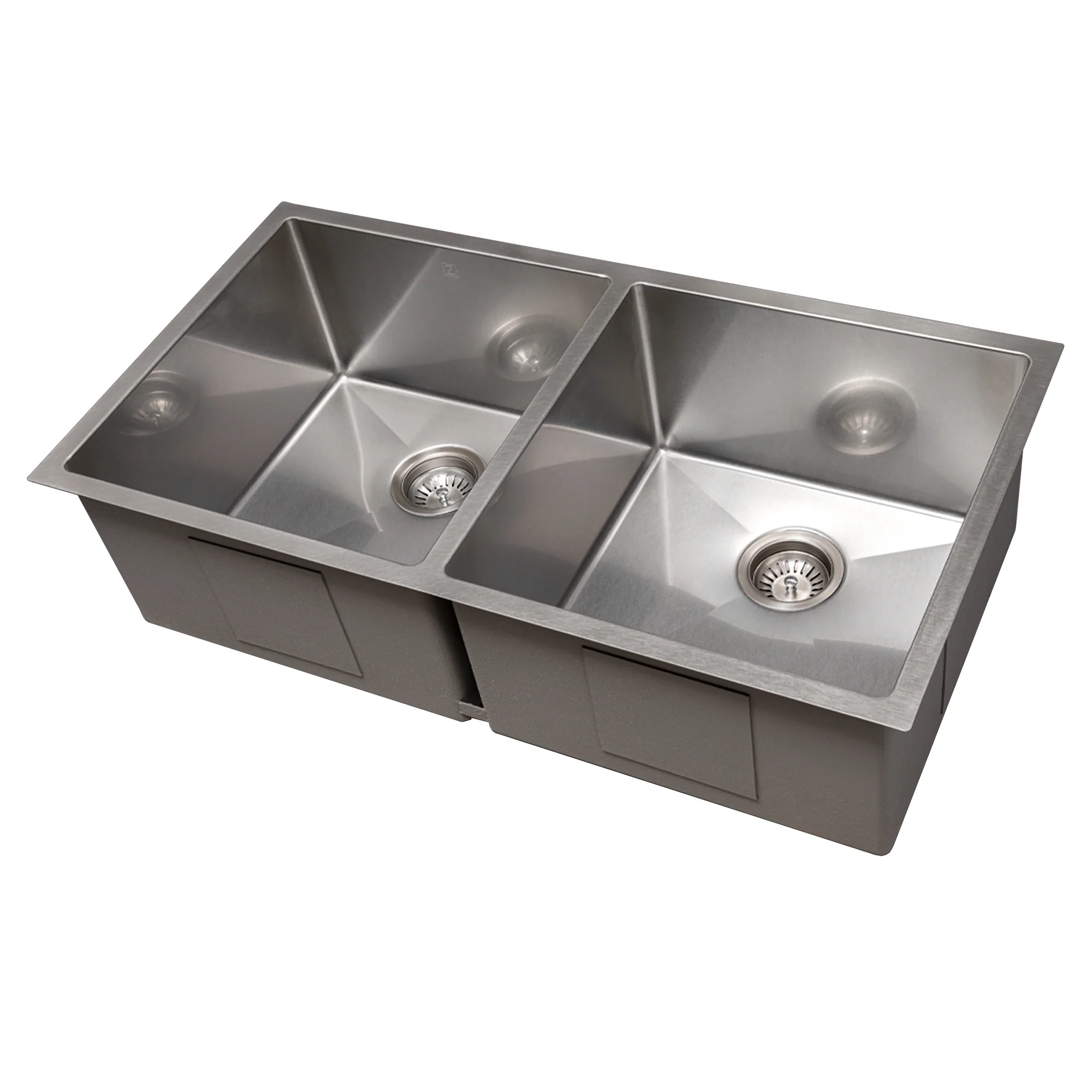 ZLINE 36 in. Anton Undermount Double Bowl Satin Stainless Steel Kitchen Sink with Bottom Grid (SR50D-36S) - Image 3