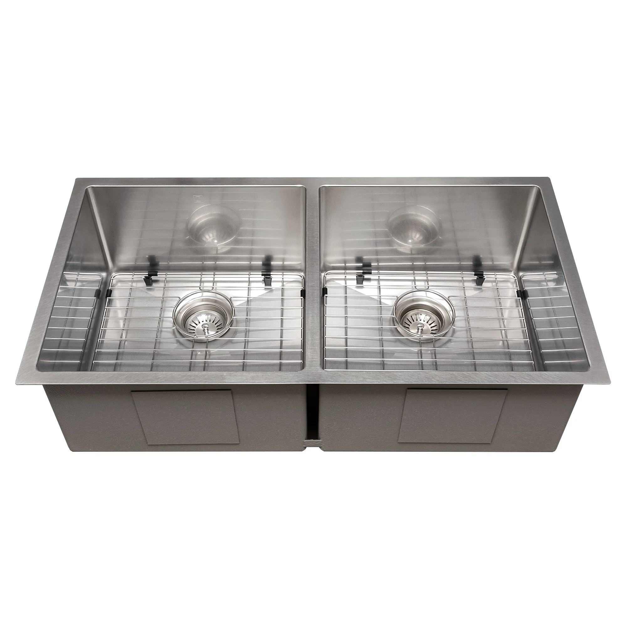 ZLINE 36 in. Anton Undermount Double Bowl Satin Stainless Steel Kitchen Sink with Bottom Grid (SR50D-36S) - Image 5