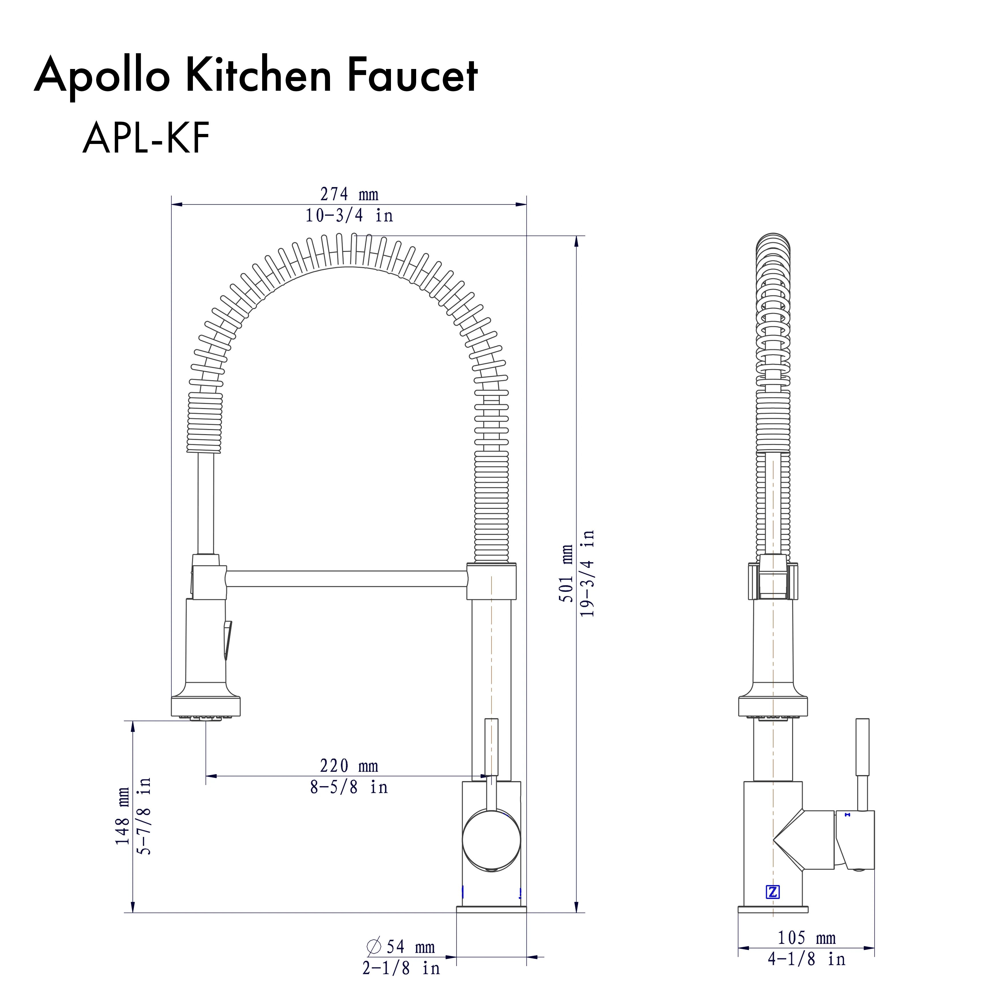 ZLINE Apollo Kitchen Faucet in Brushed Nickel (APL-KF-BN) - Image 8