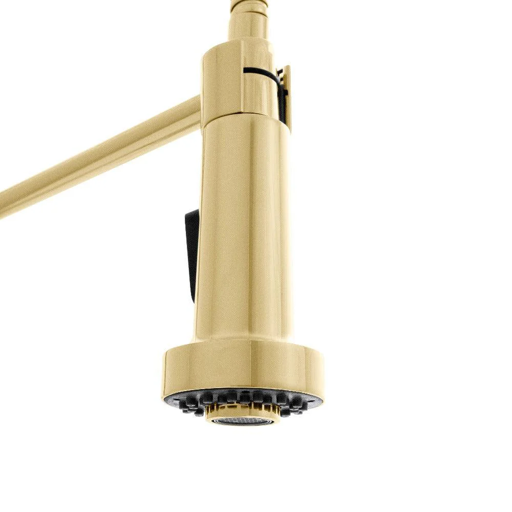 ZLINE Apollo Pull Down Spring Kitchen Faucet in Polished Gold (APL-KF-PG) - Image 3