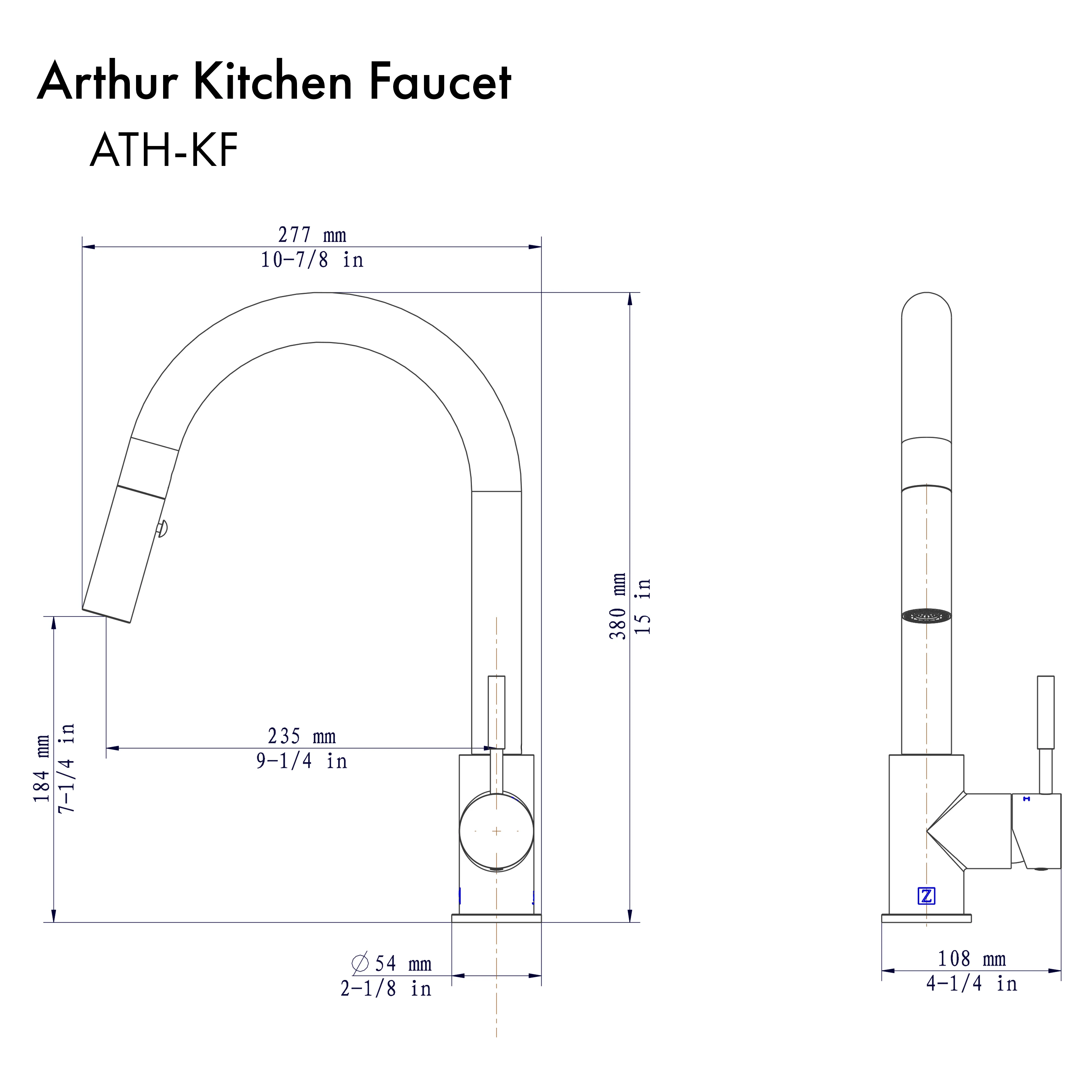ZLINE Arthur Kitchen Faucet in Chrome (ATH-KF-CH) - Image 12