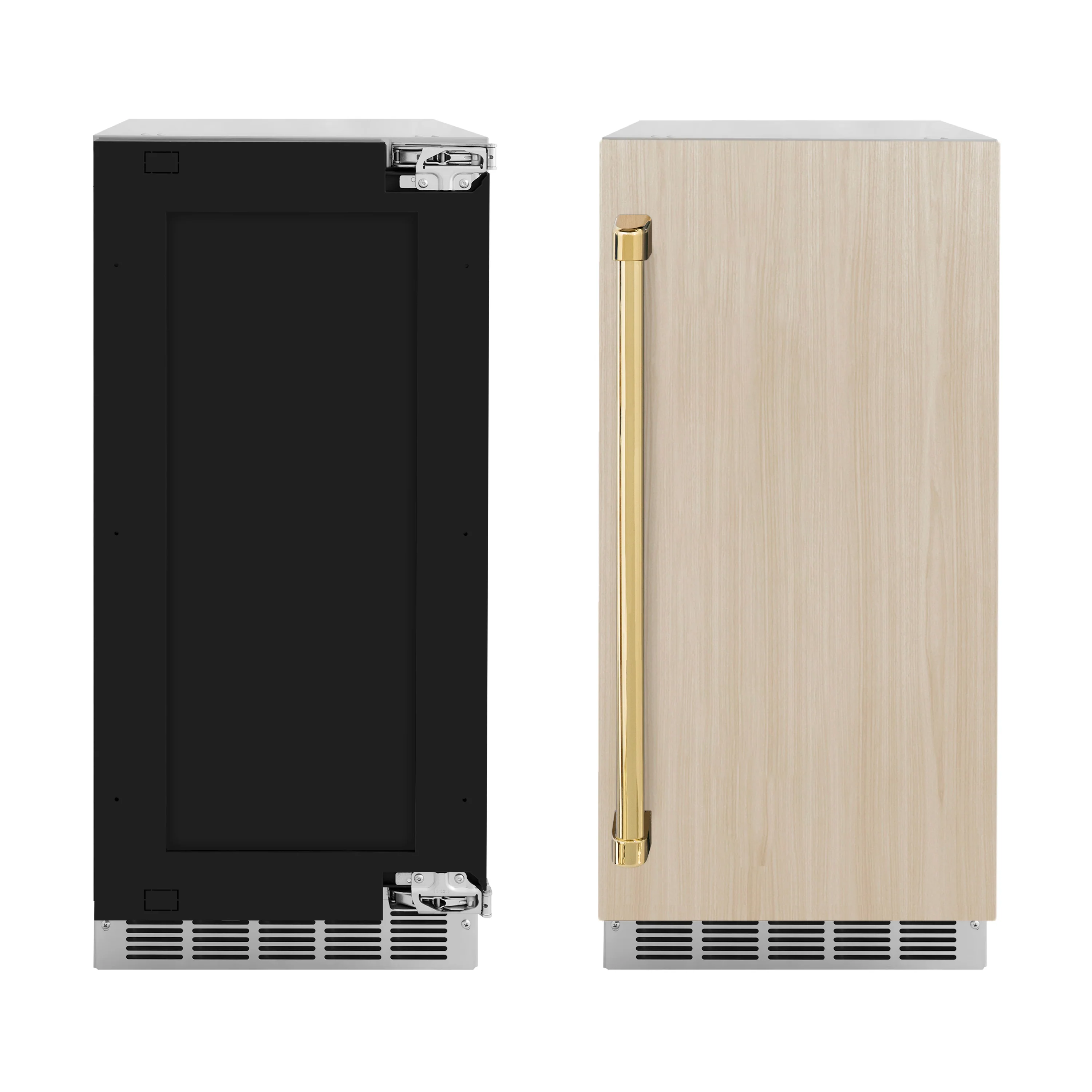 ZLINE Autograph Edition 15 in. Touchstone Clear Cube Ice Maker with Drain Pump and Panel Ready Door with Polished Gold Handle (ICCDPZ-15-G) - Image 2