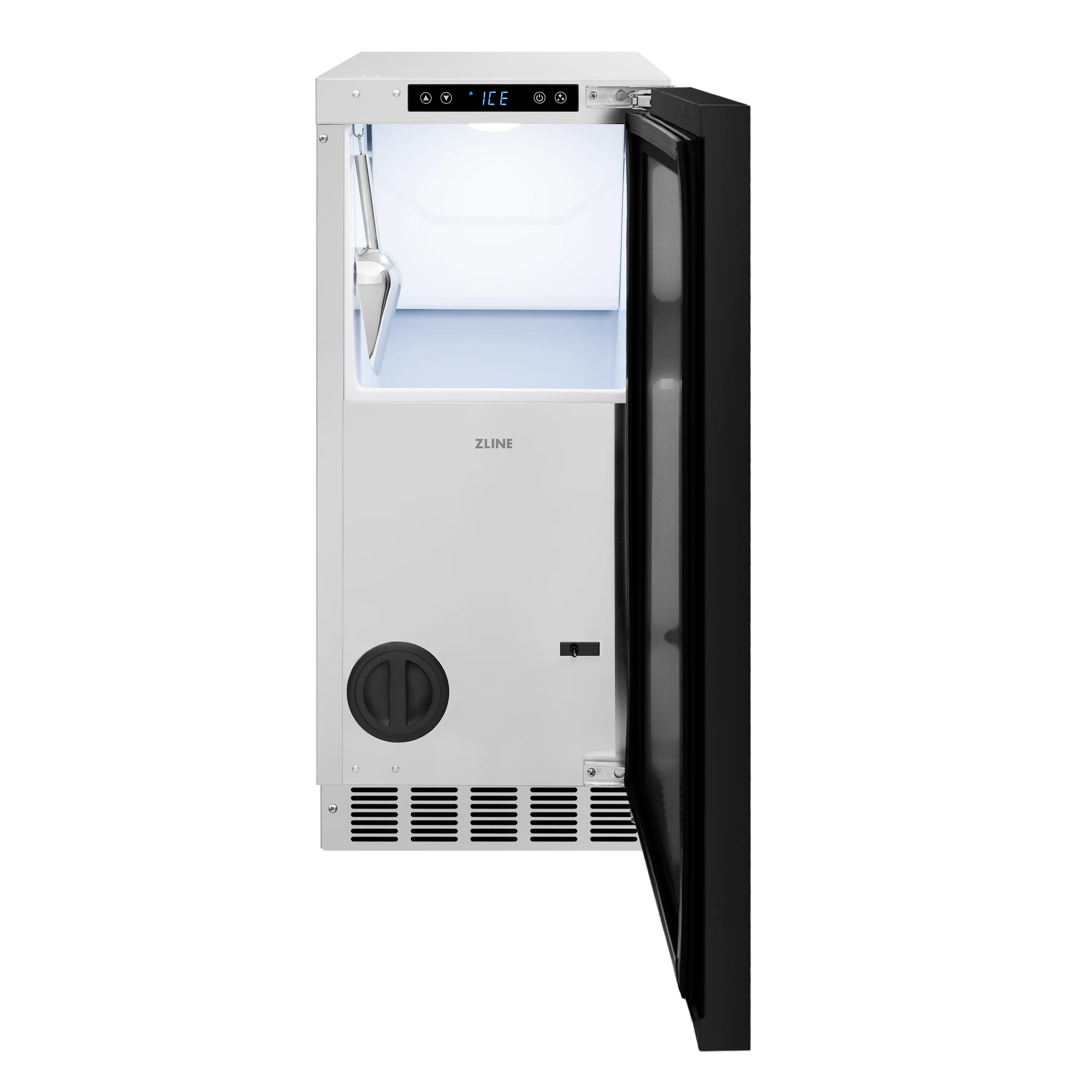 ZLINE Autograph Edition 15 in. Touchstone Clear Cube Ice Maker with Drain Pump and Panel Ready Door with Polished Gold Handle (ICCDPZ-15-G) - Image 6