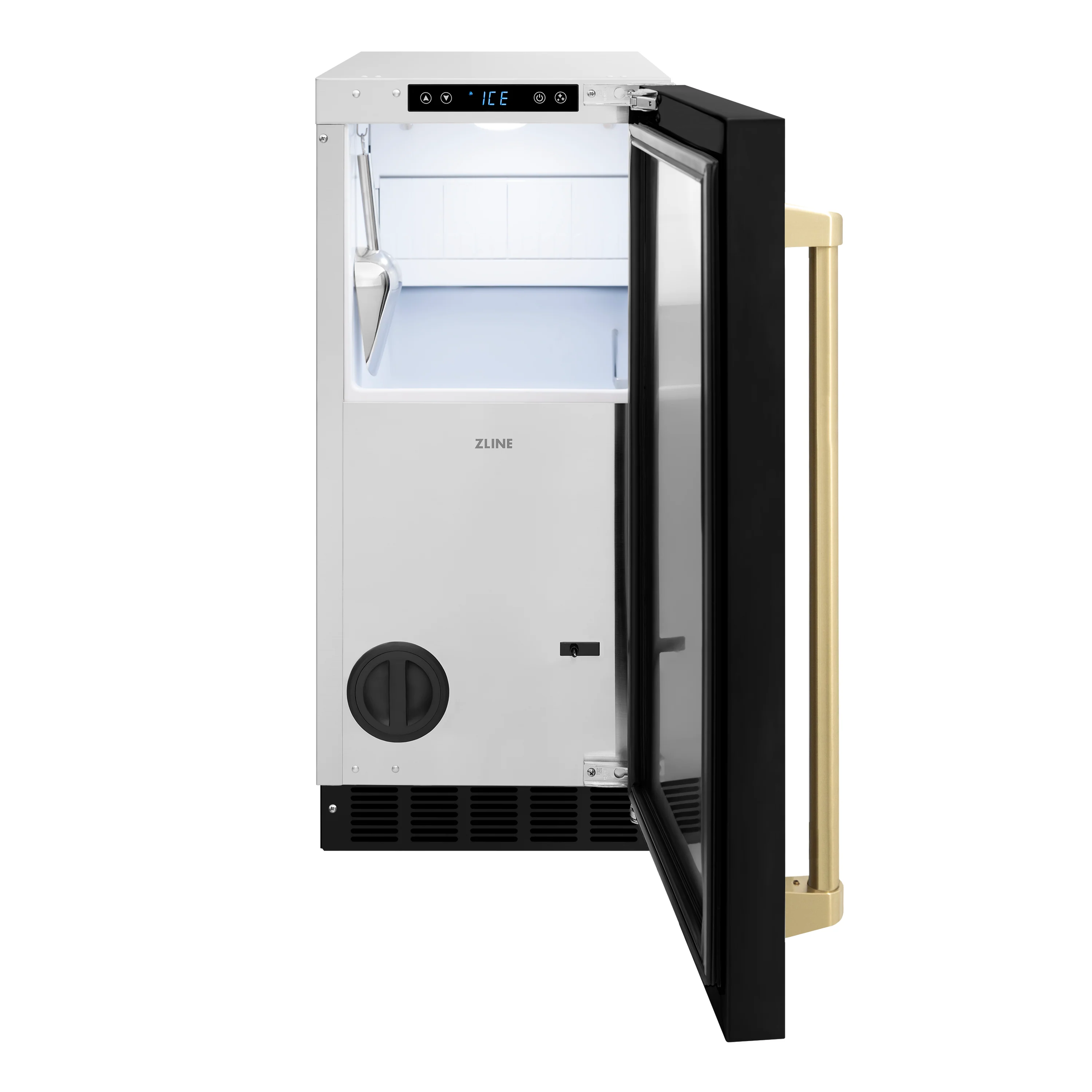ZLINE Autograph Edition 15 in. Touchstone Gourmet Ice Maker with Drain Pump and Black Matte Door with Champagne Bronze Handle (IGMDZ-BLM-15-CB) - Image 3