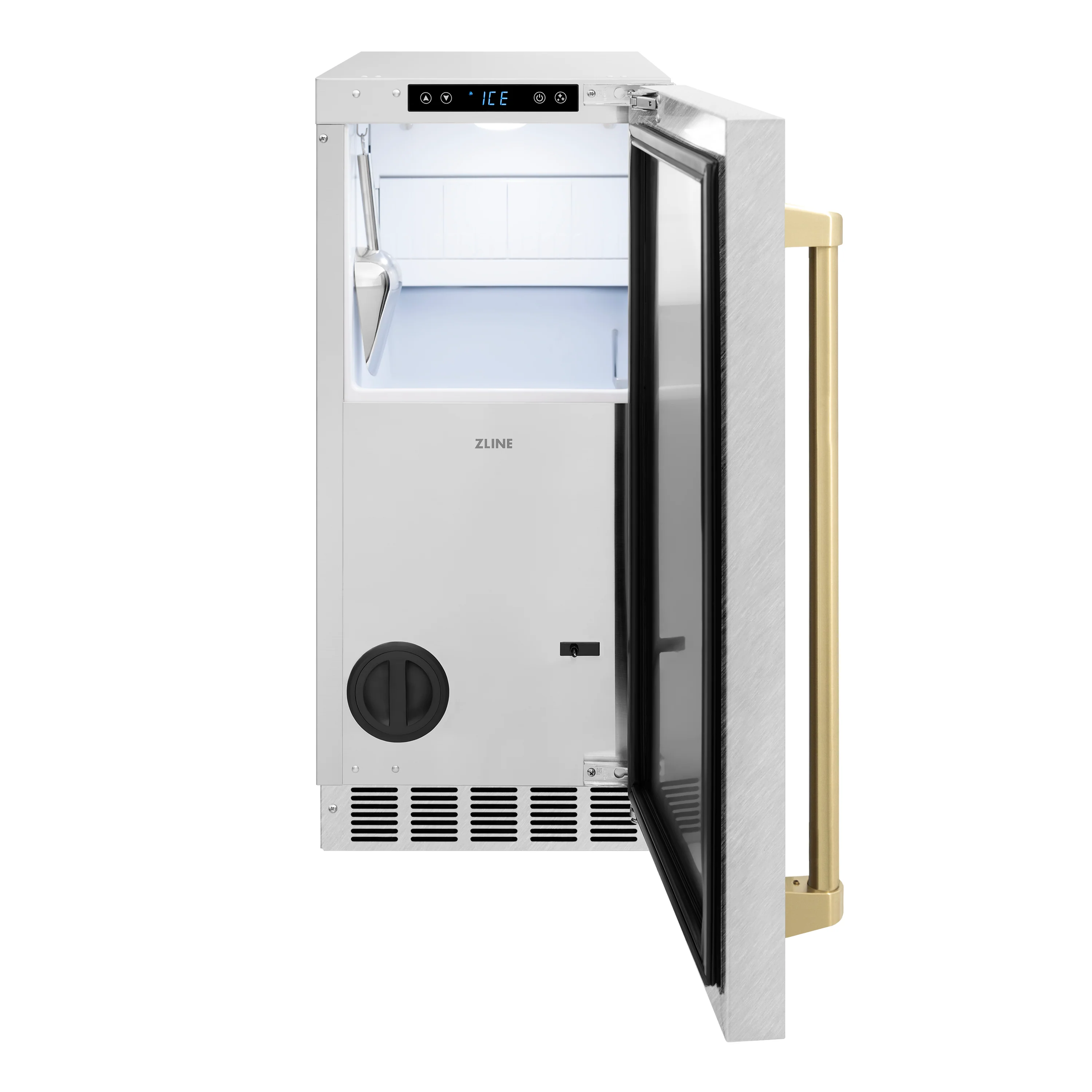 ZLINE Autograph Edition 15 in. Touchstone Gourmet Ice Maker with Drain Pump and Satin Stainless Steel Door with Champagne Bronze Handle (IGMDZ-SN-15-CB) - Image 3