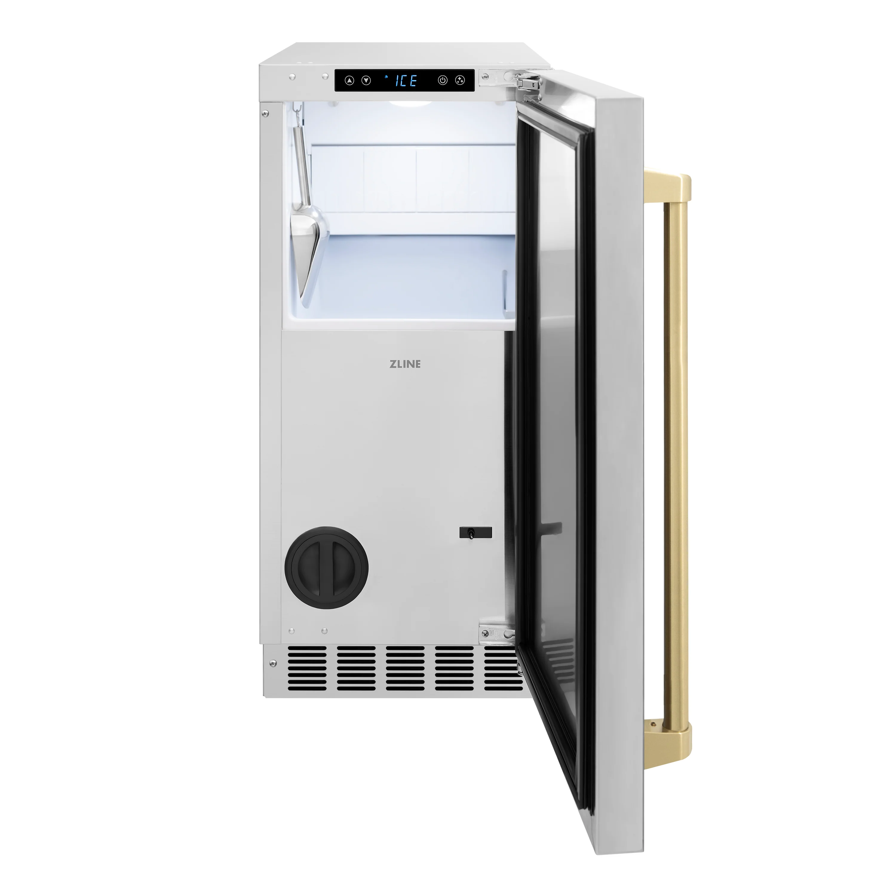 ZLINE Autograph Edition 15 in. Touchstone Gourmet Ice Maker with Drain Pump and Solid Stainless Steel Door with Champagne Bronze Handle (IGMDZ-ST-15-CB) - Image 4