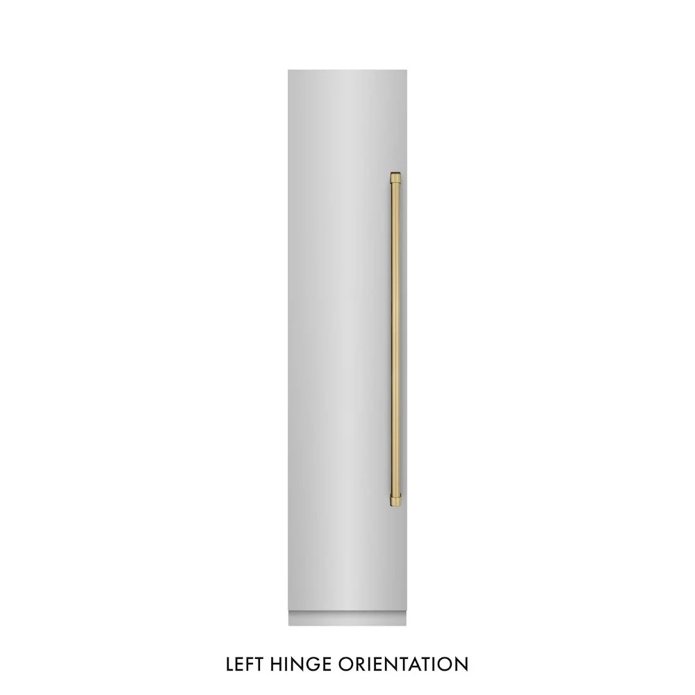 ZLINE Autograph Edition 18 in. 8.6 cu. ft. Left Hinge Column Freezer in Stainless Steel with Graphite Gray Interior and Champagne Bronze Accents (RCFVLZ-30418-CB) - Image 3