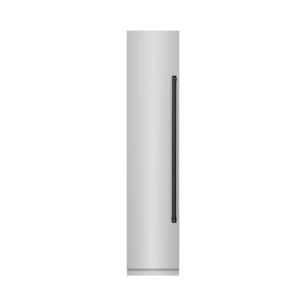 ZLINE Autograph Edition 18 in. 8.6 cu. ft. Left Hinge Column Freezer in Stainless Steel with Graphite Gray Interior and Matte Black Accents (RCFVLZ-30418-MB) - Image 2