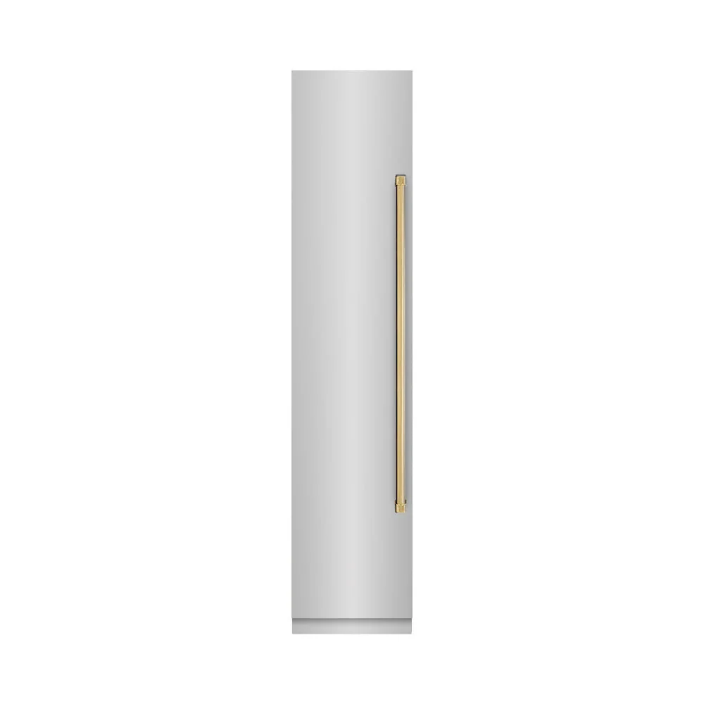 ZLINE Autograph Edition 18 in. 8.6 cu. ft. Left Hinge Column Freezer in Stainless Steel with Graphite Gray Interior and Polished Gold Accents (RCFVLZ-30418-G) - Image 2