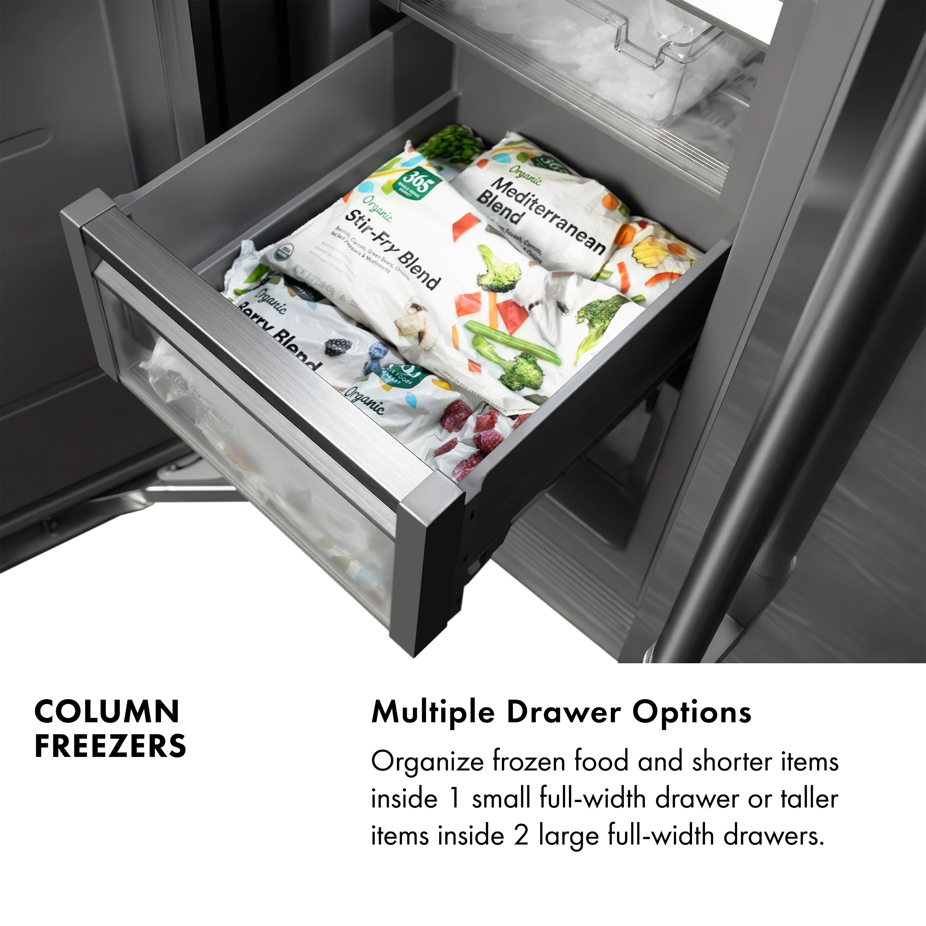 ZLINE Autograph Edition 18 in. 8.6 cu. ft. Left Hinge Column Freezer in White Matte with Graphite Gray Interior and Champagne Bronze Accents (RCFVLZ-WM-18-CB) - Image 17