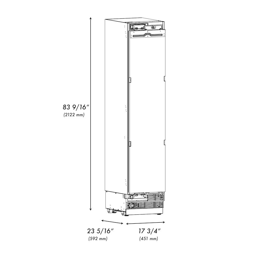 ZLINE Autograph Edition 18 in. 8.6 cu. ft. Panel Ready Left Hinge Column Freezer with Graphite Gray Interior and Polished Gold Accents (RBCFVLZ-18-G) - Image 14