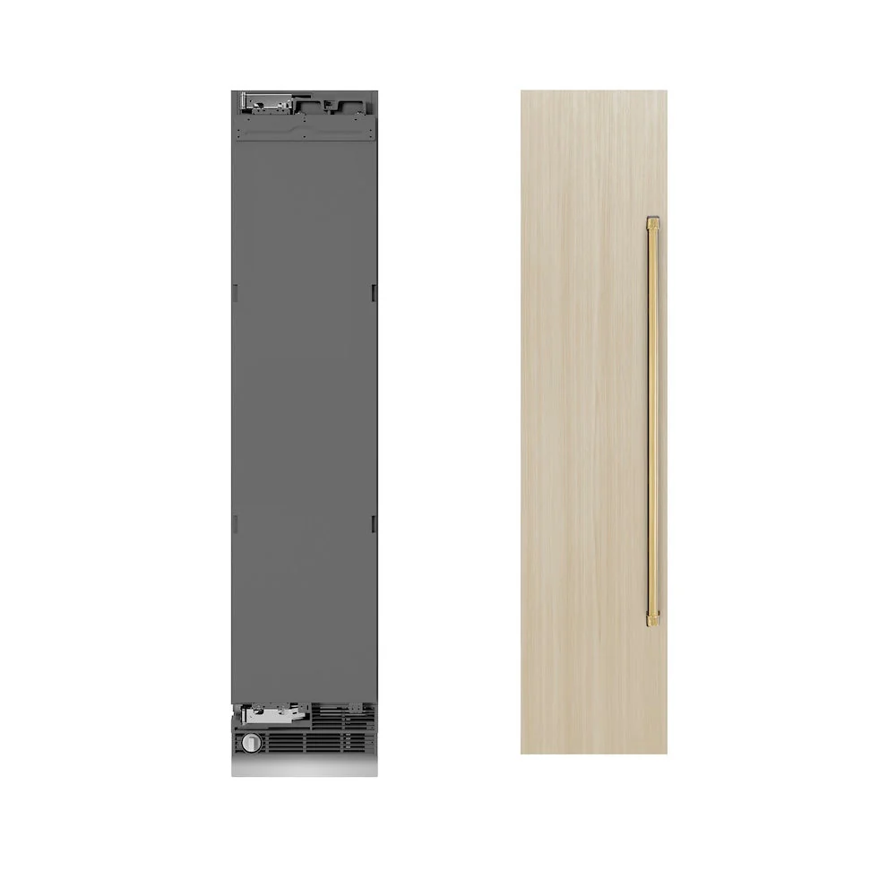 ZLINE Autograph Edition 18 in. 8.6 cu. ft. Panel Ready Left Hinge Column Freezer with Graphite Gray Interior and Polished Gold Accents (RBCFVLZ-18-G) - Image 3