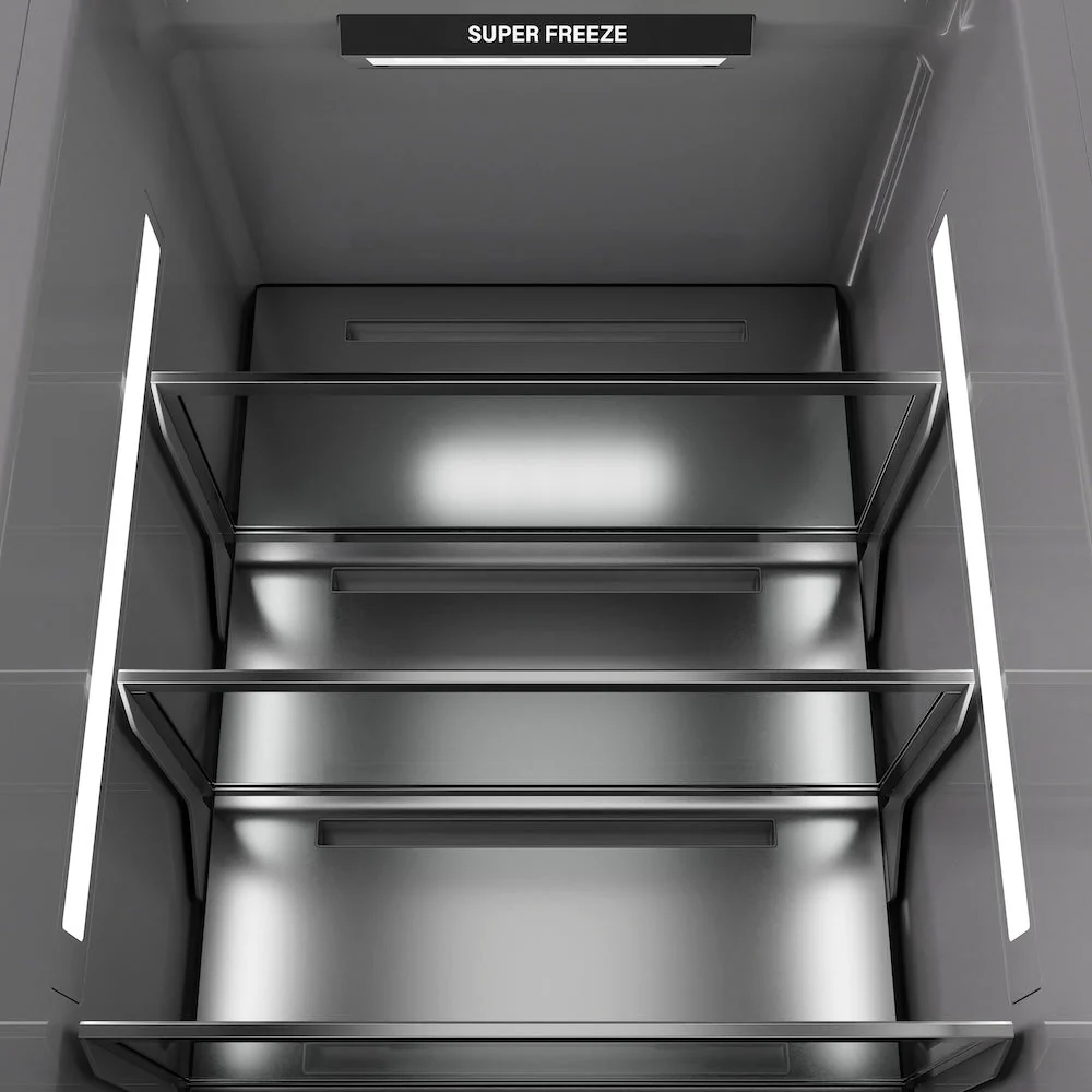 ZLINE Autograph Edition 18 in. 8.6 cu. ft. Panel Ready Right Hinge Column Freezer with Graphite Gray Interior and Polished Gold Accents (RBCFVRZ-18-G) - Image 9
