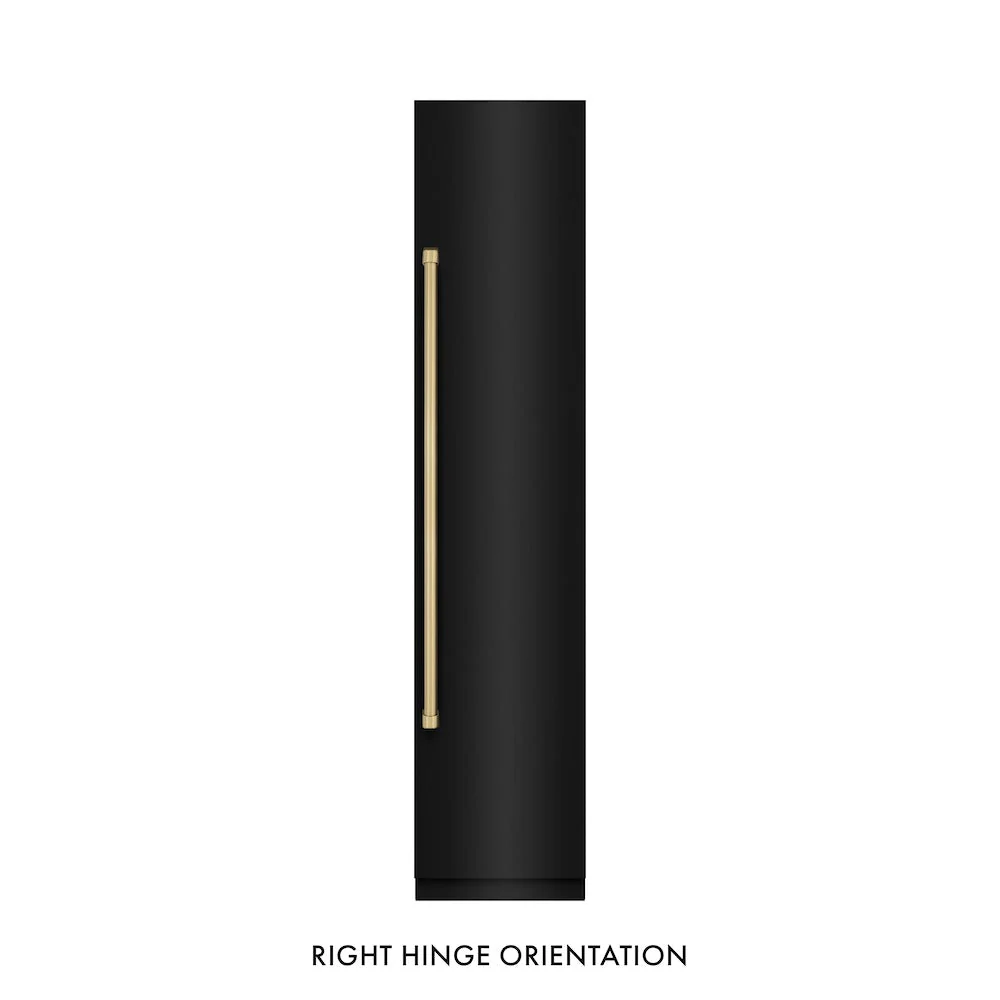 ZLINE Autograph Edition 18 in. 8.6 cu. ft. Right Hinge Column Freezer in Black Stainless Steel with Graphite Gray Interior and Champagne Bronze Accents (RCFVRZ-BS-18-CB) - Image 3