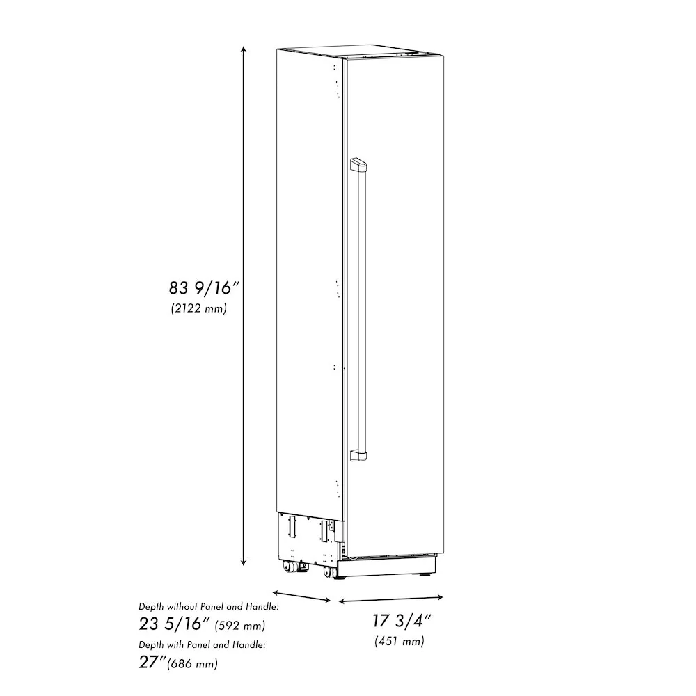 ZLINE Autograph Edition 18 in. 8.6 cu. ft. Right Hinge Column Freezer in Stainless Steel with Graphite Gray Interior and Champagne Bronze Accents (RCFVRZ-30418-CB) - Image 12