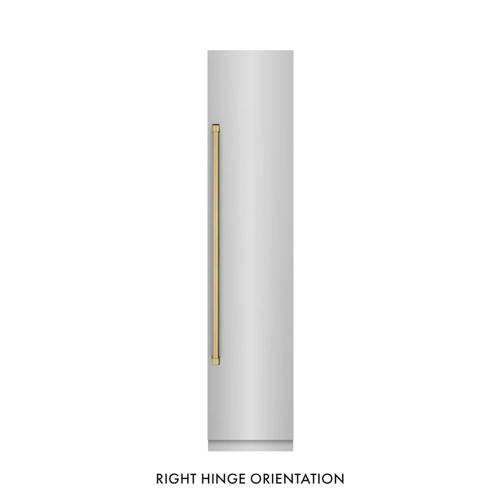 ZLINE Autograph Edition 18 in. 8.6 cu. ft. Right Hinge Column Freezer in Stainless Steel with Graphite Gray Interior and Champagne Bronze Accents (RCFVRZ-30418-CB) - Image 3