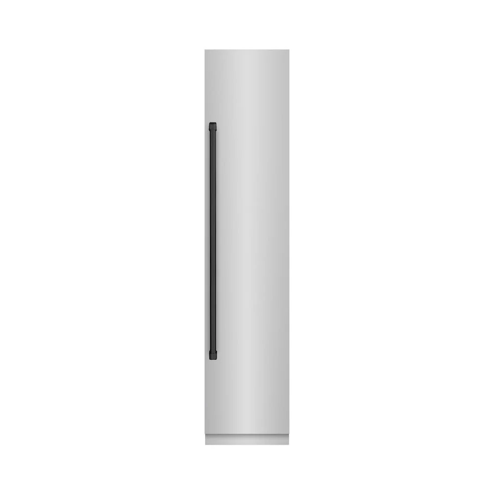 ZLINE Autograph Edition 18 in. 8.6 cu. ft. Right Hinge Column Freezer in Stainless Steel with Graphite Gray Interior and Matte Black Accents (RCFVRZ-30418-MB) - Image 2