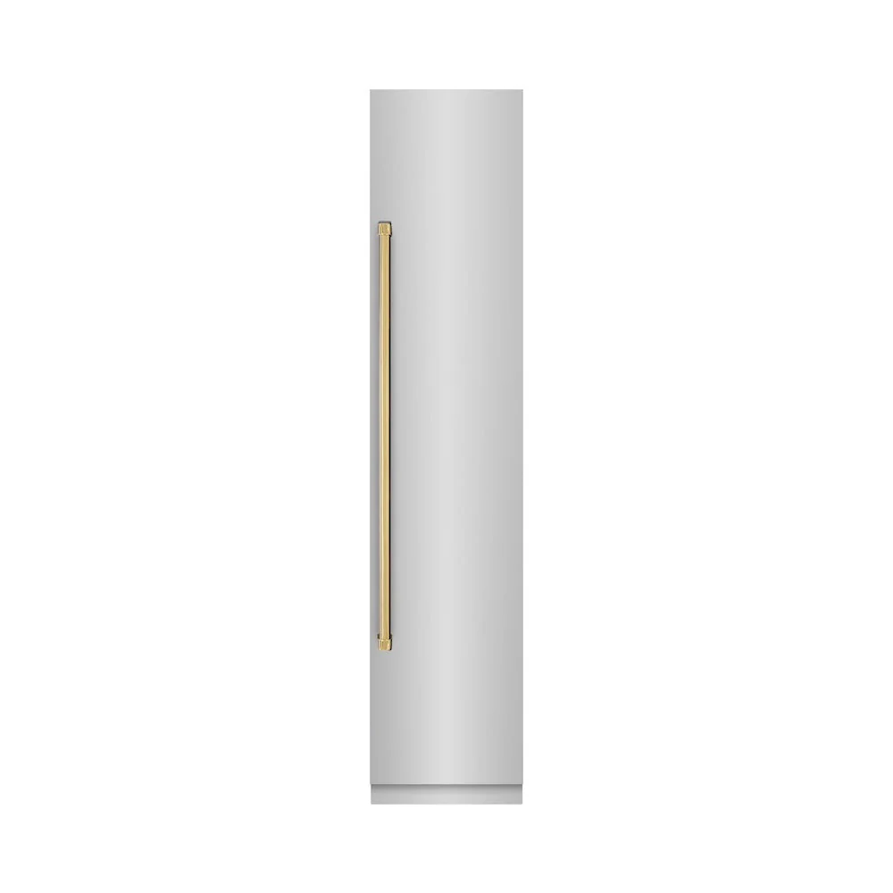 ZLINE Autograph Edition 18 in. 8.6 cu. ft. Right Hinge Column Freezer in Stainless Steel with Graphite Gray Interior and Polished Gold Accents (RCFVRZ-304-18-G) - Image 2