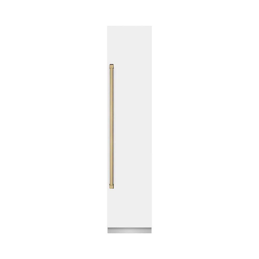 ZLINE Autograph Edition 18 in. 8.6 cu. ft. Right Hinge Column Freezer in White Matte with Graphite Gray Interior and Champagne Bronze Accents (RCFVRZ-WM-18-CB) - Image 2