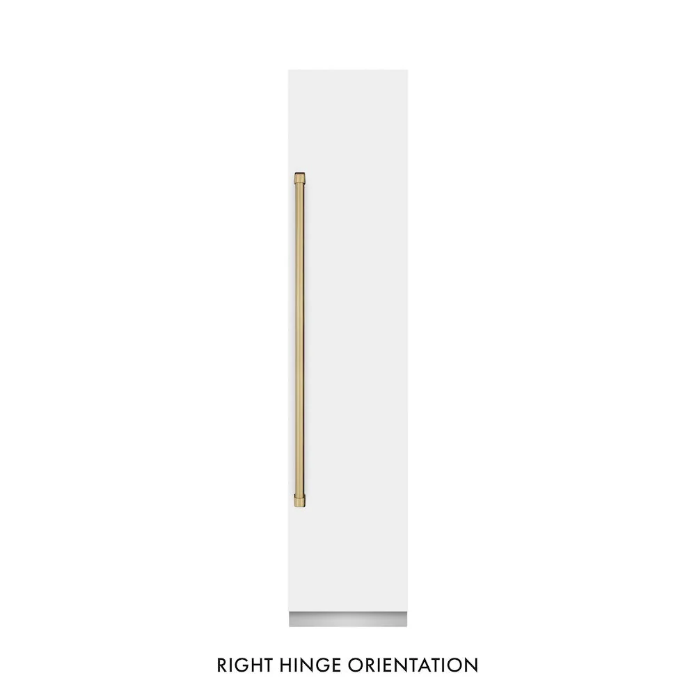 ZLINE Autograph Edition 18 in. 8.6 cu. ft. Right Hinge Column Freezer in White Matte with Graphite Gray Interior and Champagne Bronze Accents (RCFVRZ-WM-18-CB) - Image 3