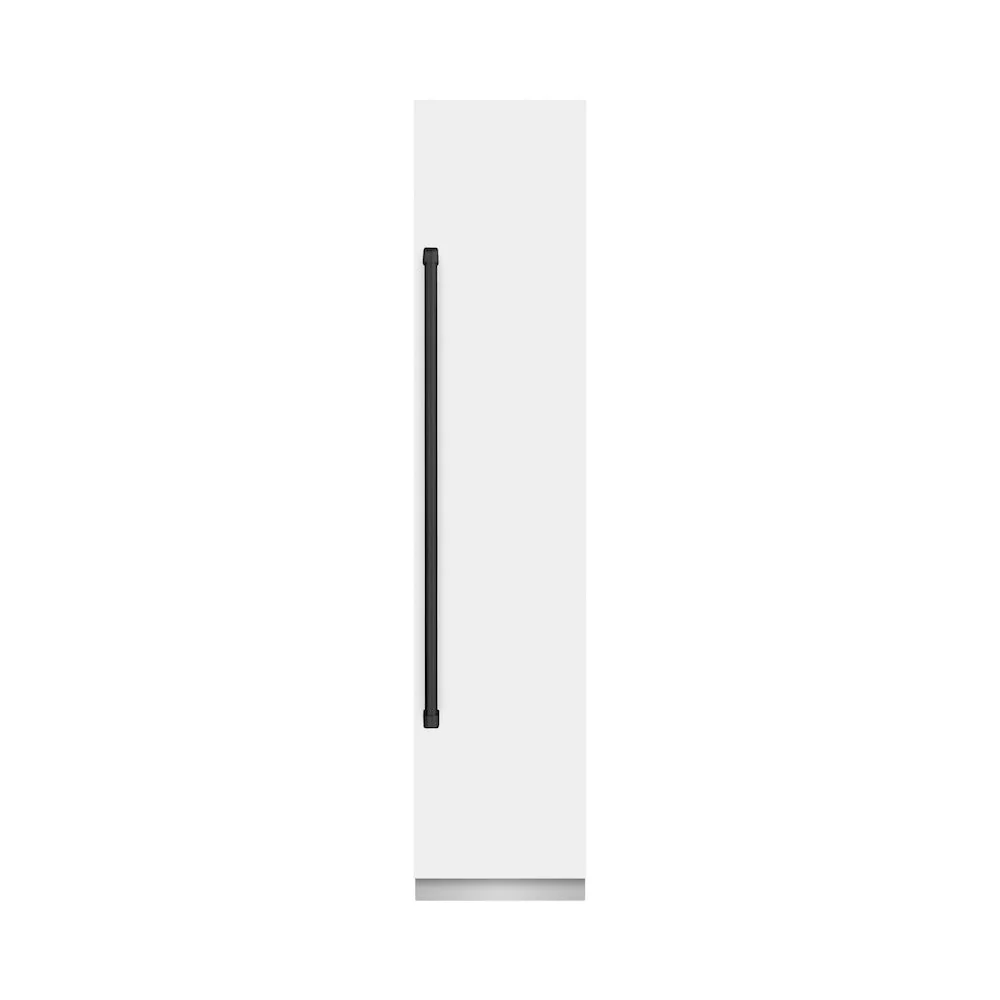 ZLINE Autograph Edition 18 in. 8.6 cu. ft. Right Hinge Column Freezer in White Matte with Graphite Gray Interior and Matte Black Accents (RCFVRZ-WM-18-MB) - Image 2