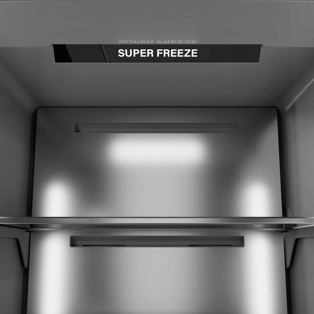 ZLINE Autograph Edition 18 in. 8.6 cu. ft. Right Hinge Column Freezer in White Matte with Graphite Gray Interior and Matte Black Accents (RCFVRZ-WM-18-MB) - Image 6