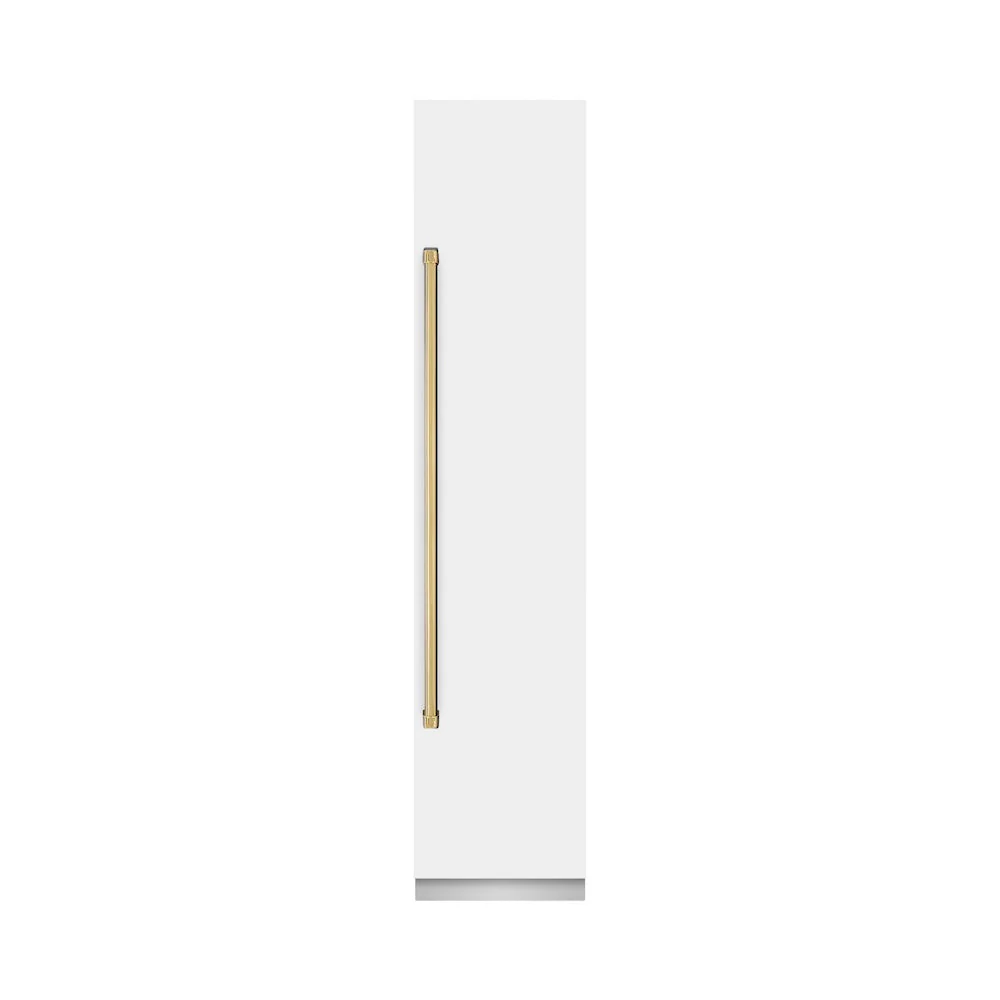 ZLINE Autograph Edition 18 in. 8.6 cu. ft. Right Hinge Column Freezer in White Matte with Graphite Gray Interior and Polished Gold Accents (RCFVRZ-WM-18-G) - Image 2