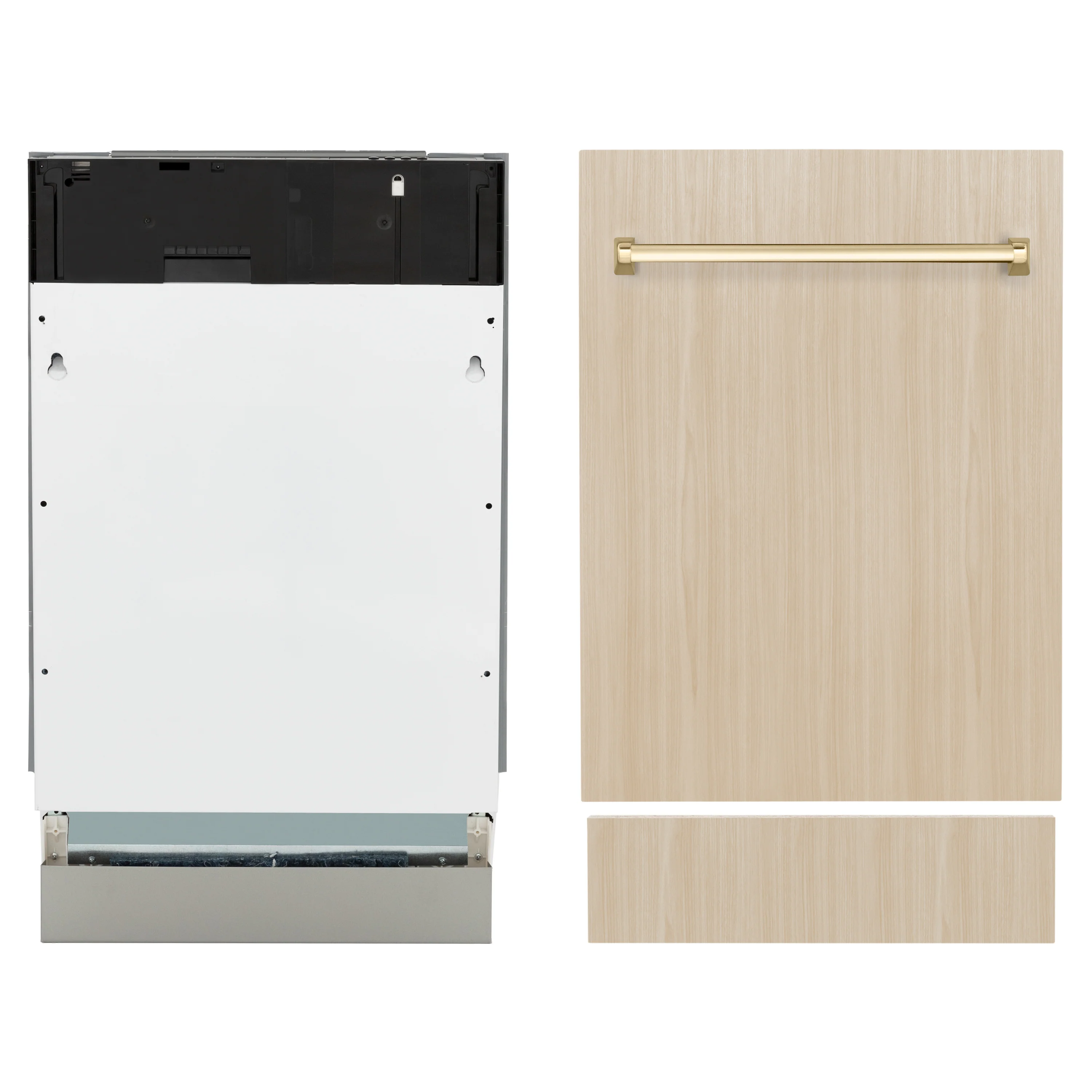 ZLINE Autograph Edition 18” Tallac Series 3rd Rack Top Control Dishwasher in Custom Panel Ready with Polished Gold Handle, 51dBa (DWVZ-18-G) - Image 3
