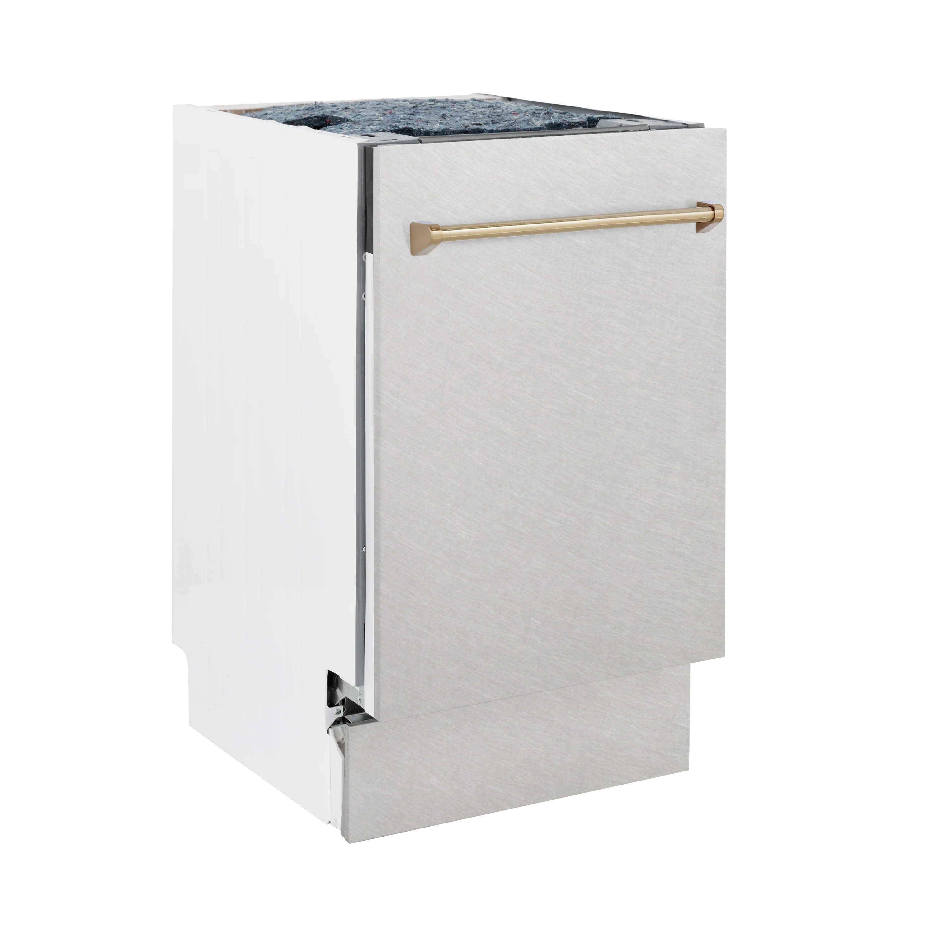 ZLINE Autograph Edition 18” Tallac Series 3rd Rack Top Control Built-In Dishwasher in Fingerprint Resistant Stainless Steel with Champagne Bronze Handle, 51dBa (DWVZ-SN-18-CB) - Image 8