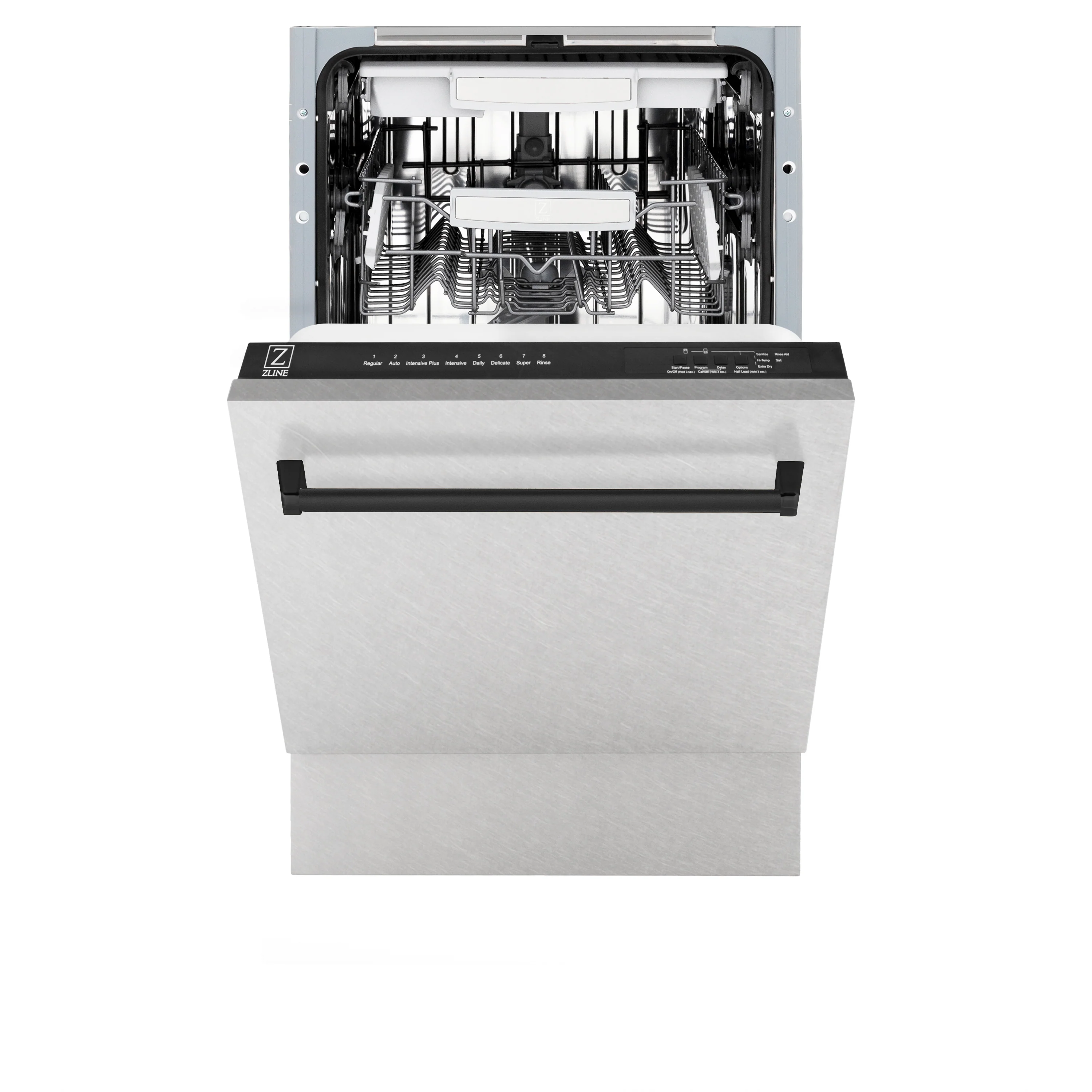 ZLINE Autograph Edition 18” Tallac Series 3rd Rack Top Control Built-In Dishwasher in Fingerprint Resistant Stainless Steel with Matte Black Handle, 51dBa (DWVZ-SN-18-MB) - Image 5