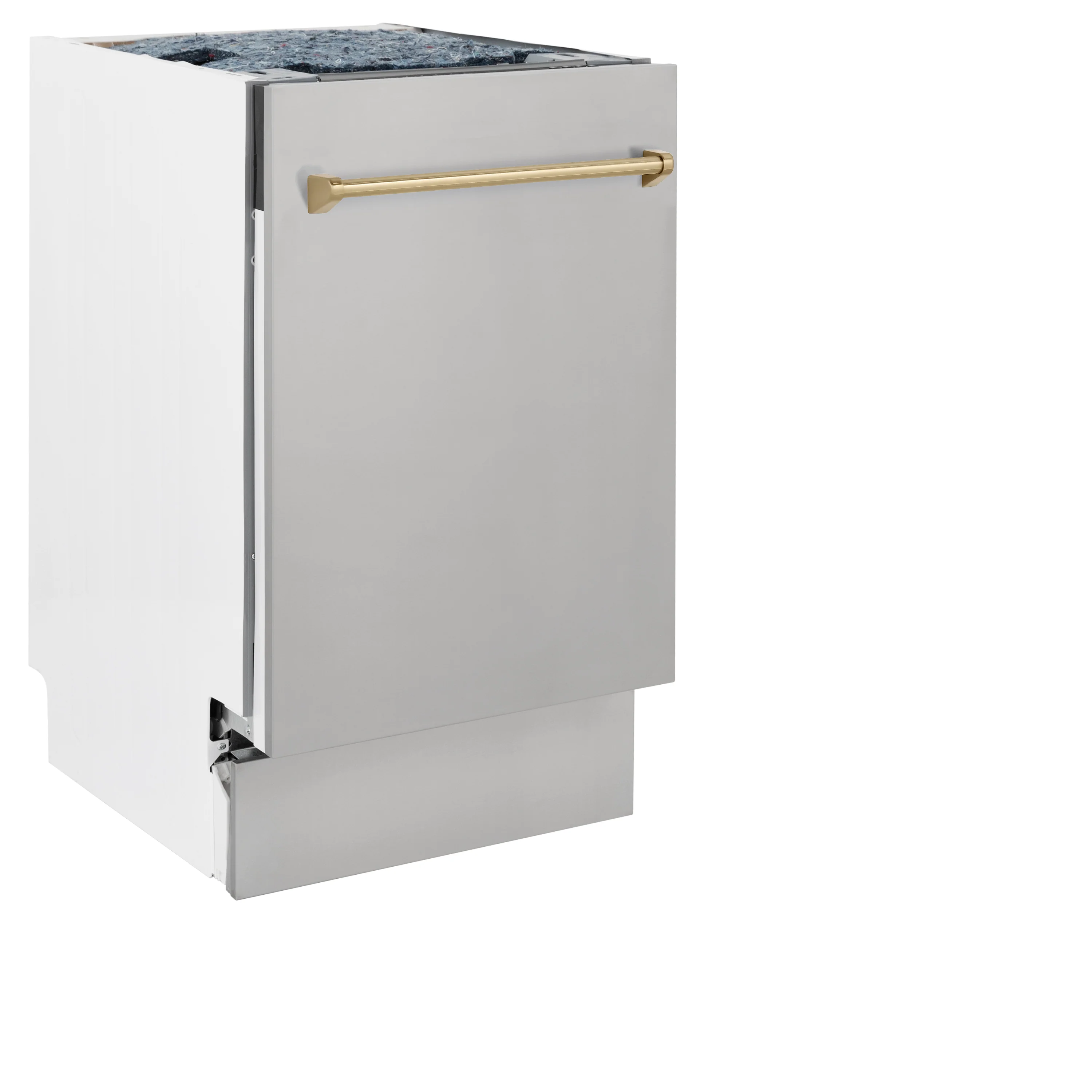 ZLINE Autograph Edition 18” Tallac Series 3rd Rack Top Control Built-In Dishwasher in Stainless Steel with Champagne Bronze Handle, 51dBa (DWVZ-304-18-CB) - Image 5