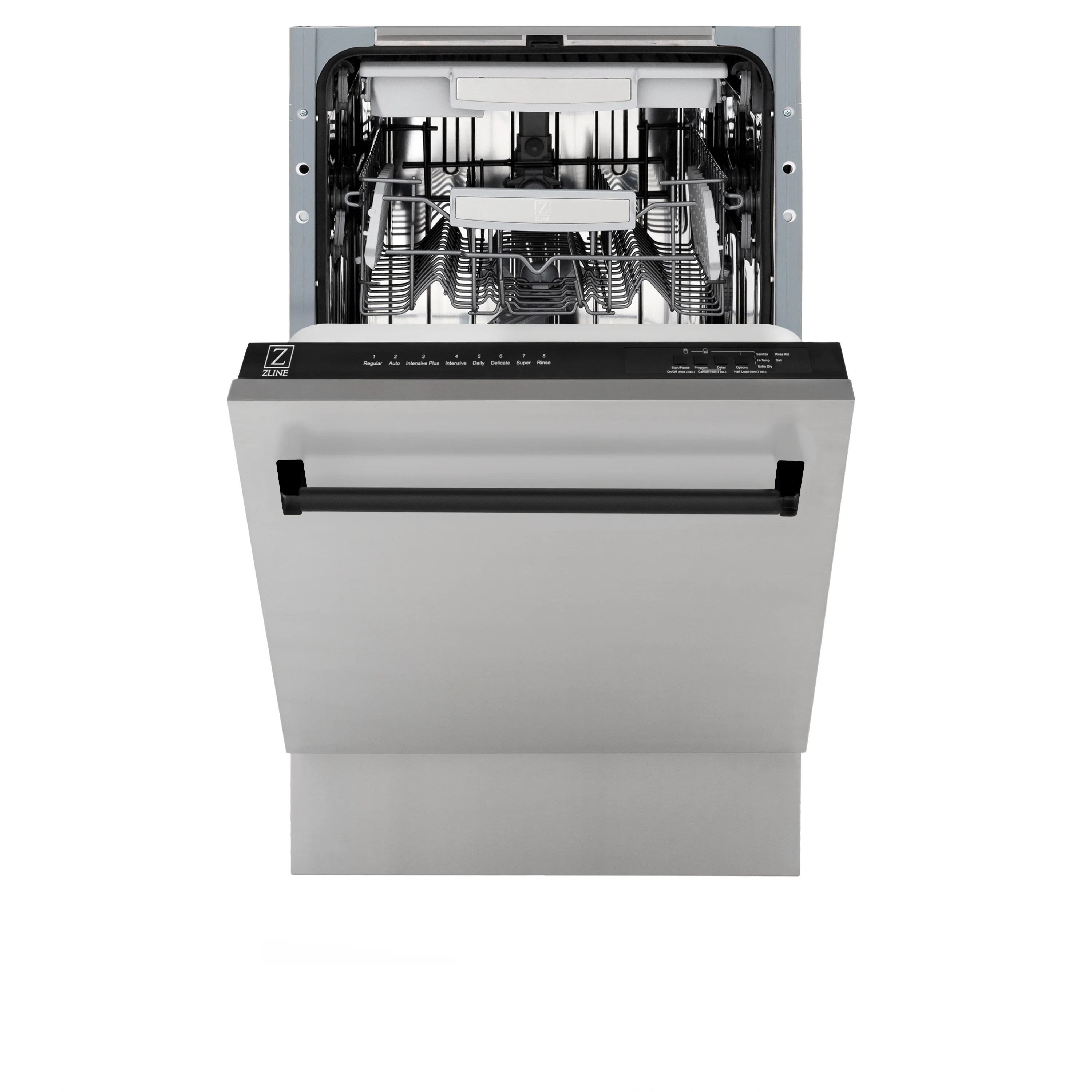 ZLINE Autograph Edition 18” Tallac Series 3rd Rack Top Control Built-In Dishwasher in Stainless Steel with Matte Black Handle, 51dBa (DWVZ-304-18-MB) - Image 4
