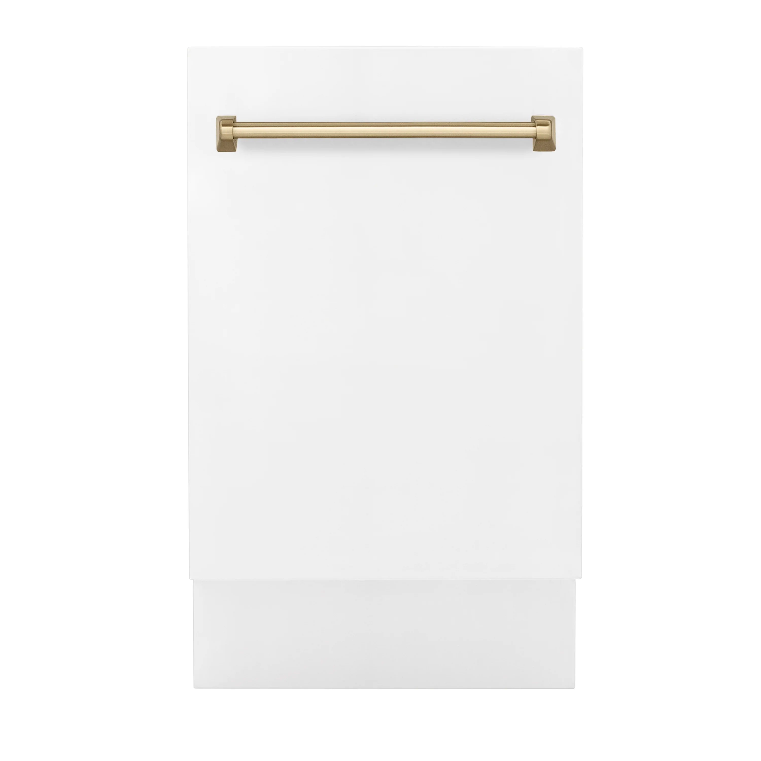ZLINE Autograph Edition 18” Tallac Series 3rd Rack Top Control Built-In Dishwasher in White Matte with Champagne Bronze Handle, 51dBa (DWVZ-WM-18-CB) - Image 3