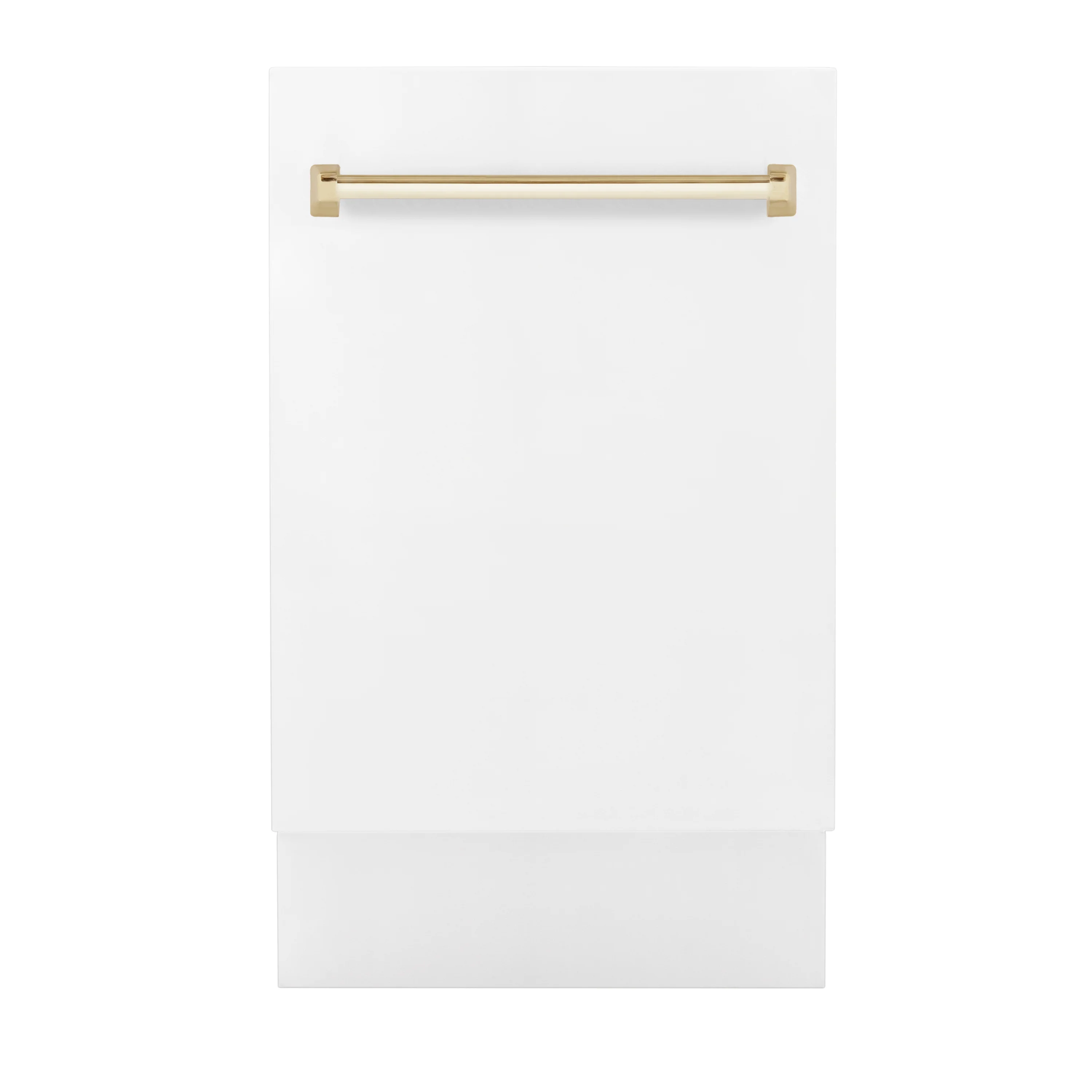 ZLINE Autograph Edition 18” Tallac Series 3rd Rack Top Control Built-In Dishwasher in White Matte with Polished Gold Handle, 51dBa (DWVZ-WM-18-G) - Image 3