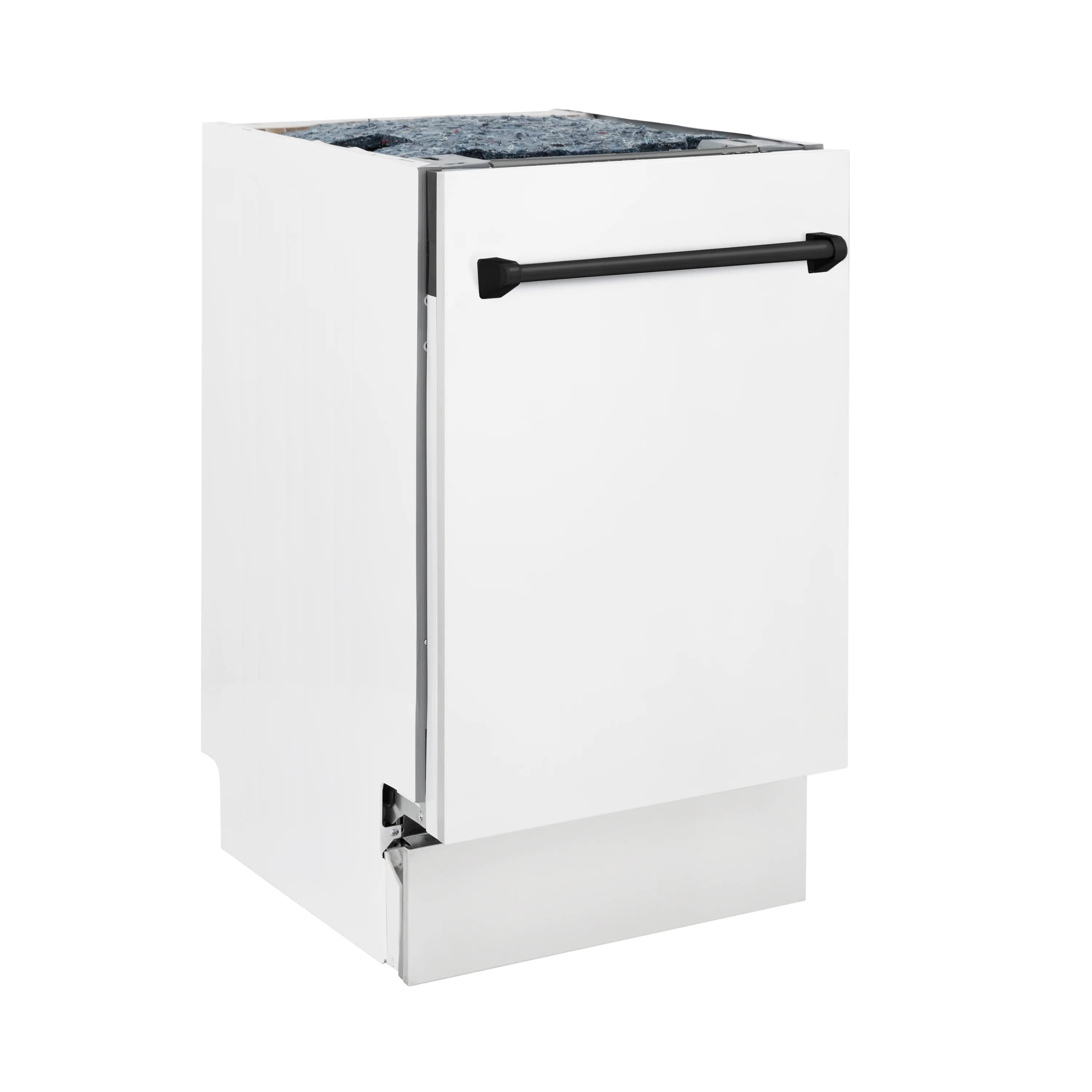ZLINE Autograph Edition 18” Tallac Series 3rd Rack Top Control Built-In Dishwasher in White Matte with Matte Black Handle, 51dBa (DWVZ-WM-18-MB) - Image 4