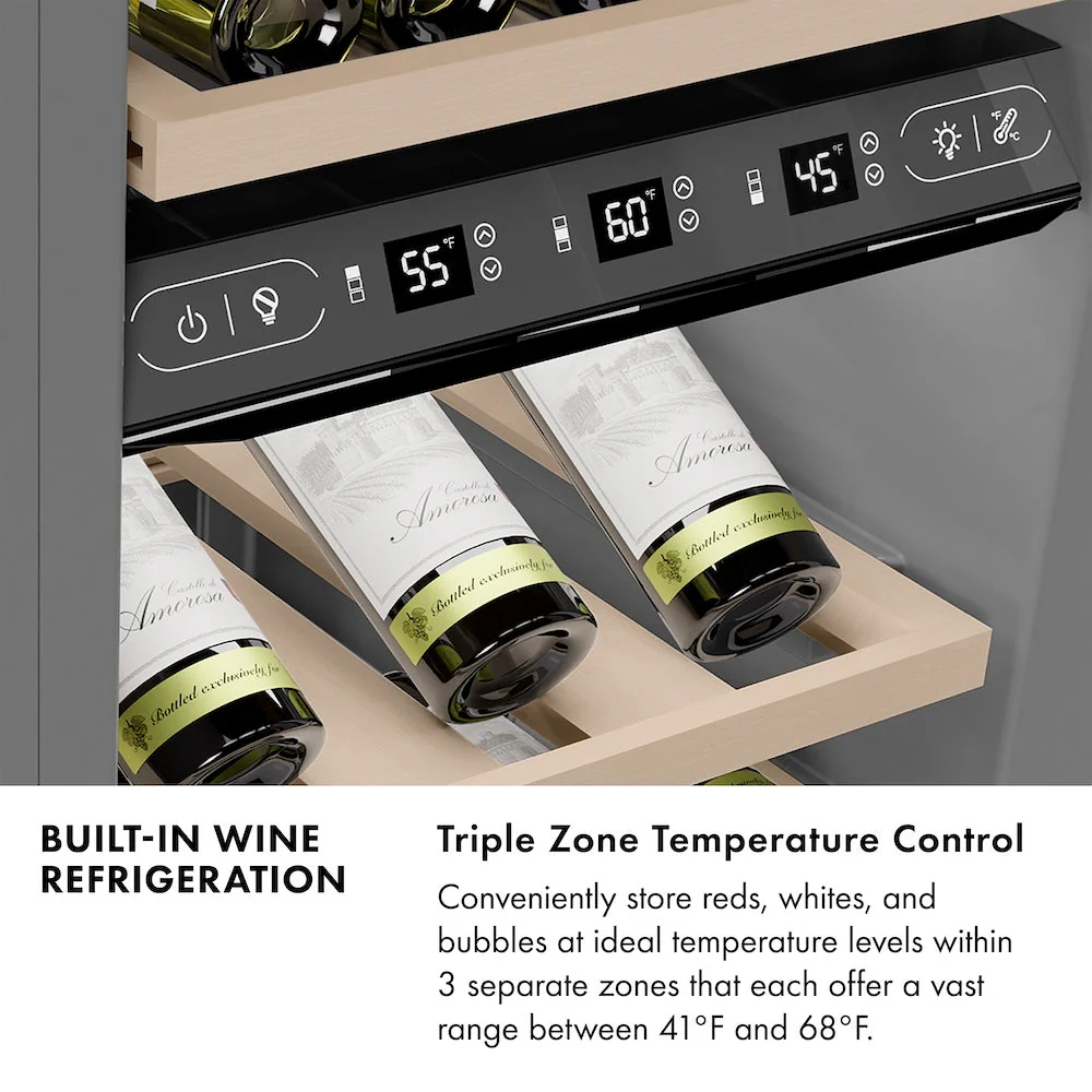 ZLINE Autograph Edition 18 in. 9.0 cu. ft. Triple Zone 68 Bottle Left Hinge Column Wine Cooler in White Matte with Matte Black Accents (RCWVLZ-WM-18-MB) - Image 11