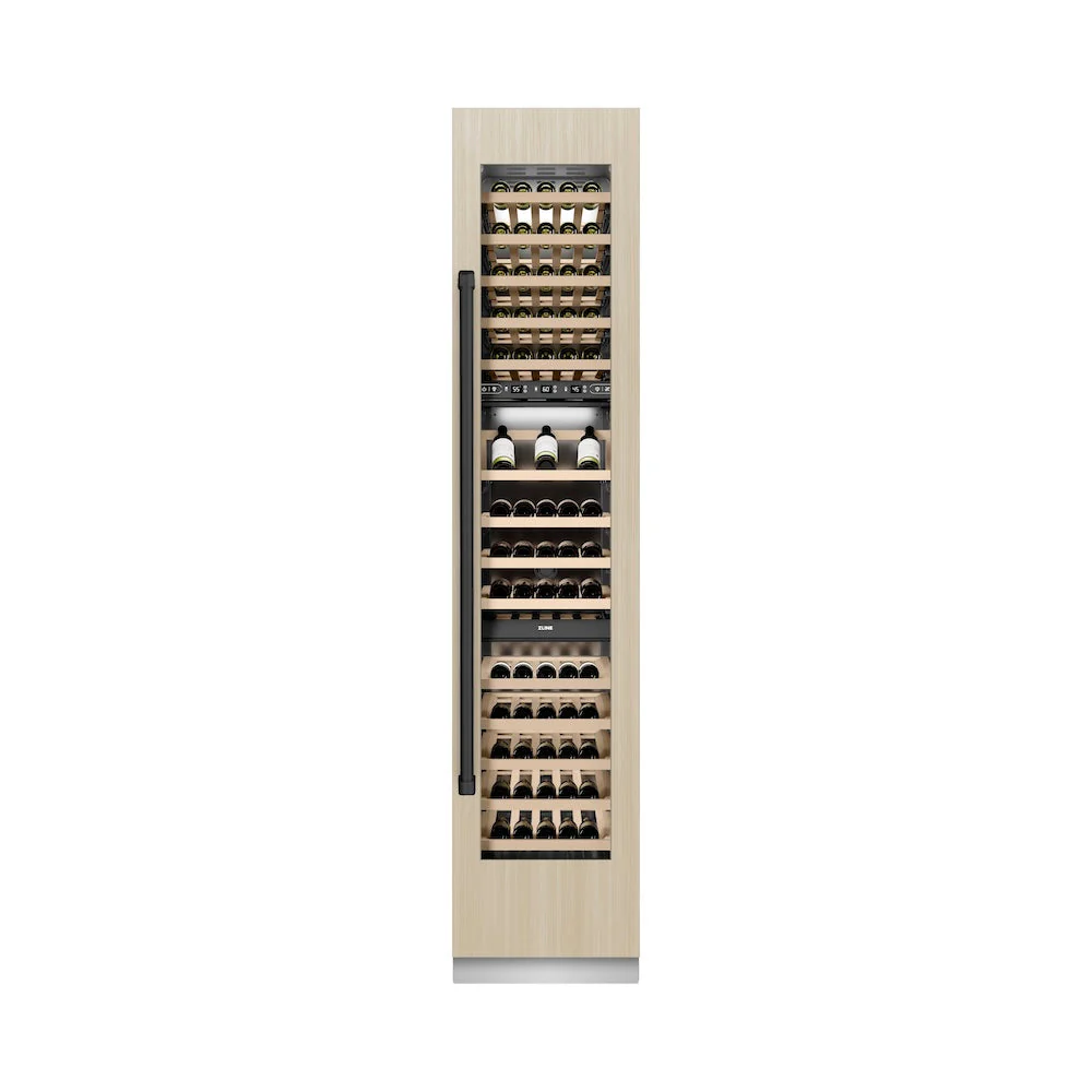 ZLINE Autograph Edition 18 in. 9.0 cu. ft. Triple Zone 68 Bottle Panel Ready Right Hinge Column Wine Cooler with Matte Black Accents (RBCWVRZ-18-MB) - Image 8